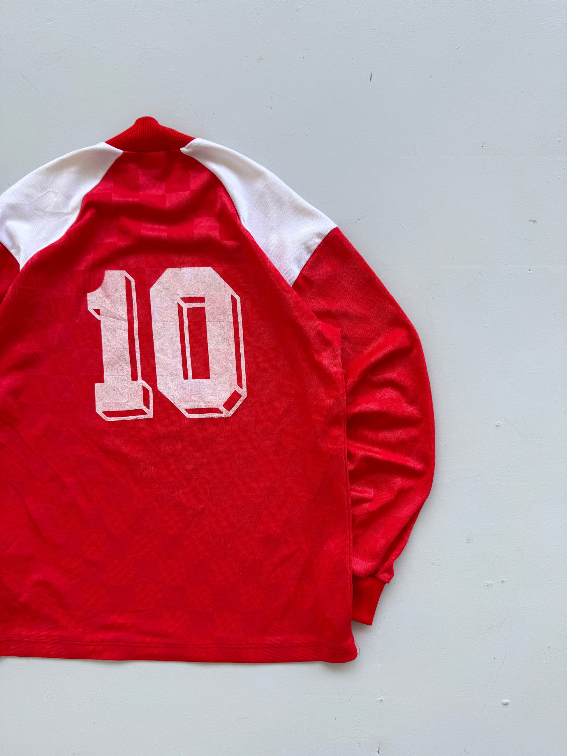 Red Crédit Mutuel 90's Vintage Long Sleeve Football Shirt- Medium