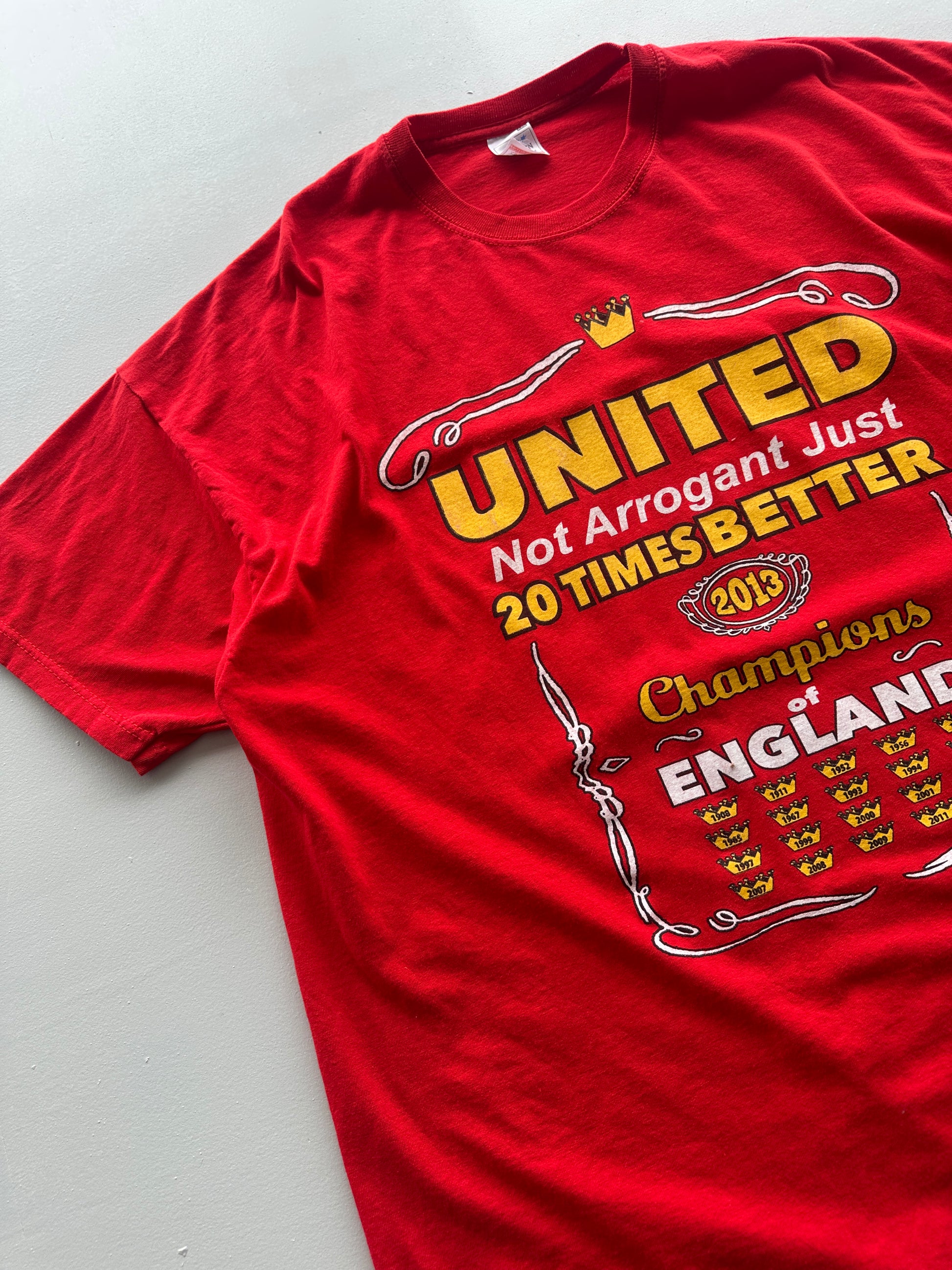Man United 20 Times Champions 2013 Vintage T-Shirt - XL