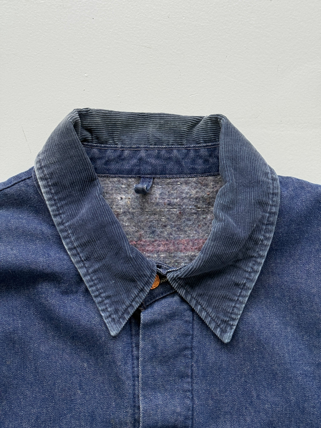 Blue Flannel Lined Denim 70's Vintage Chore Jacket - 2XL