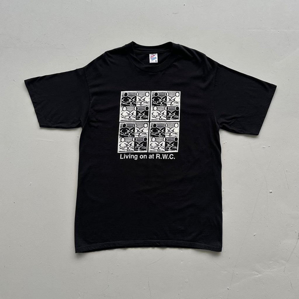 Black Yoga Poses Vintage 90's T-shirt - Large