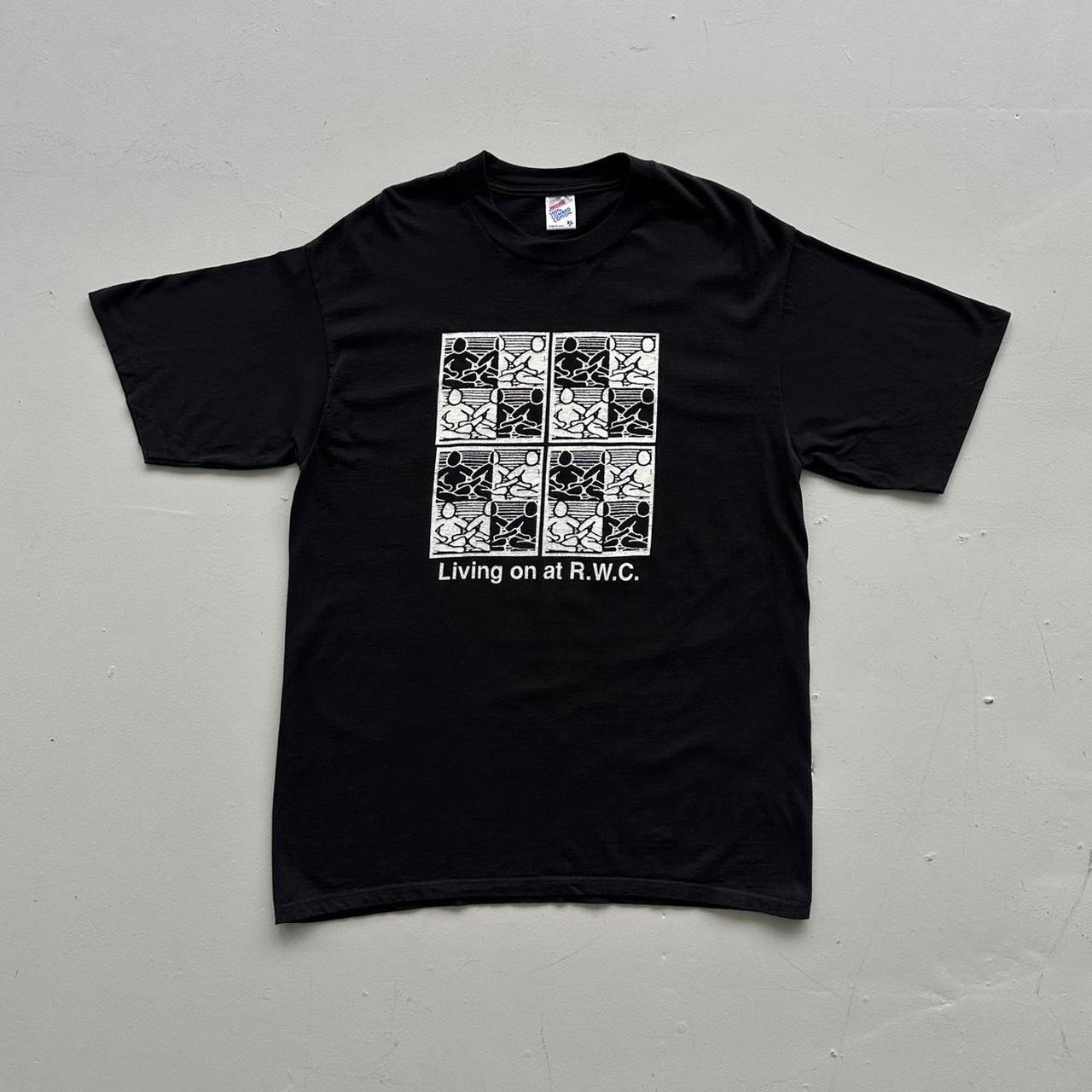 Black Yoga Poses Vintage 90's T-shirt - Large
