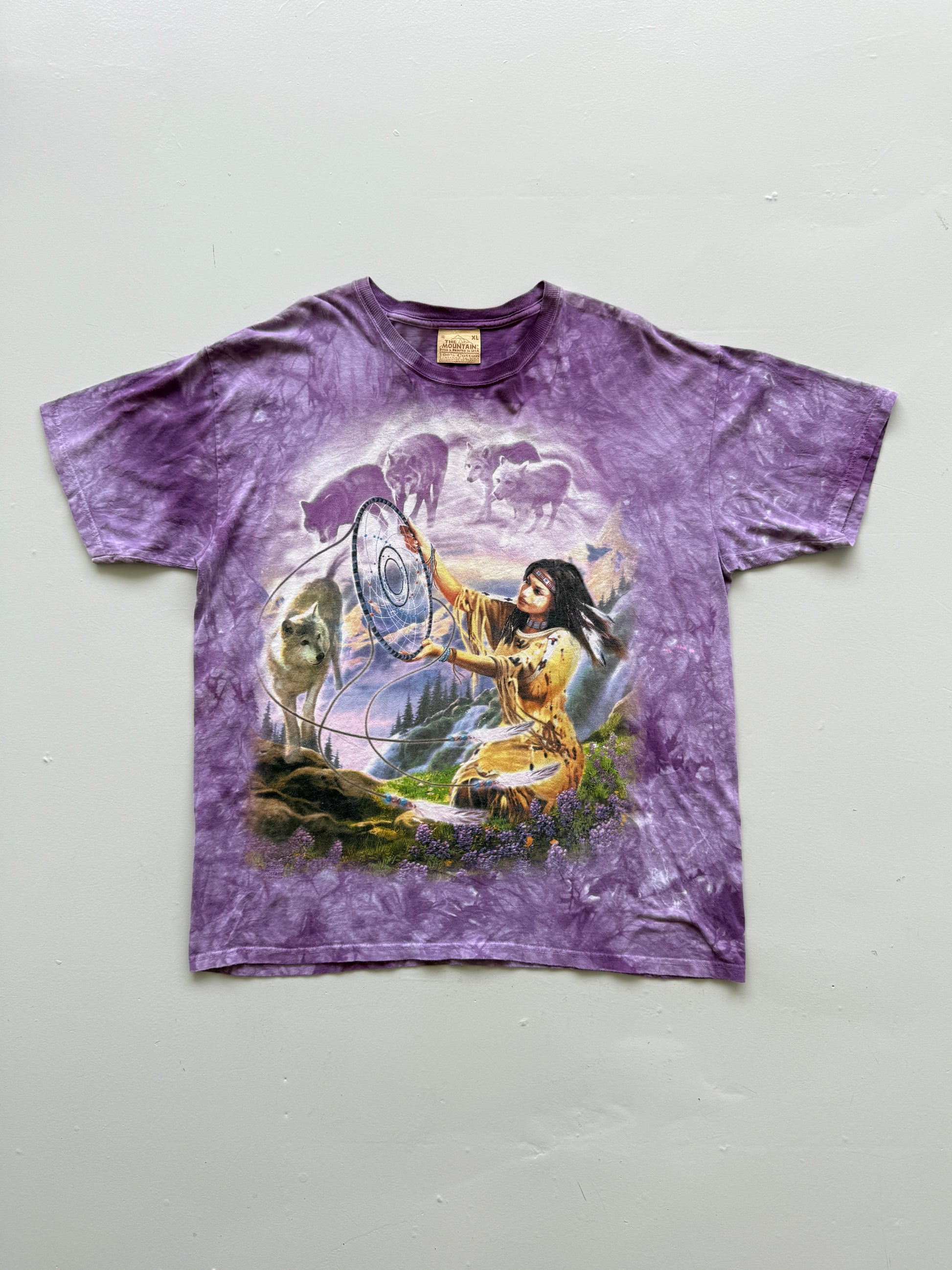 Purple Tie-Dye The Mountain 90's Vintage Hippie Graphic T-Shirt - XL