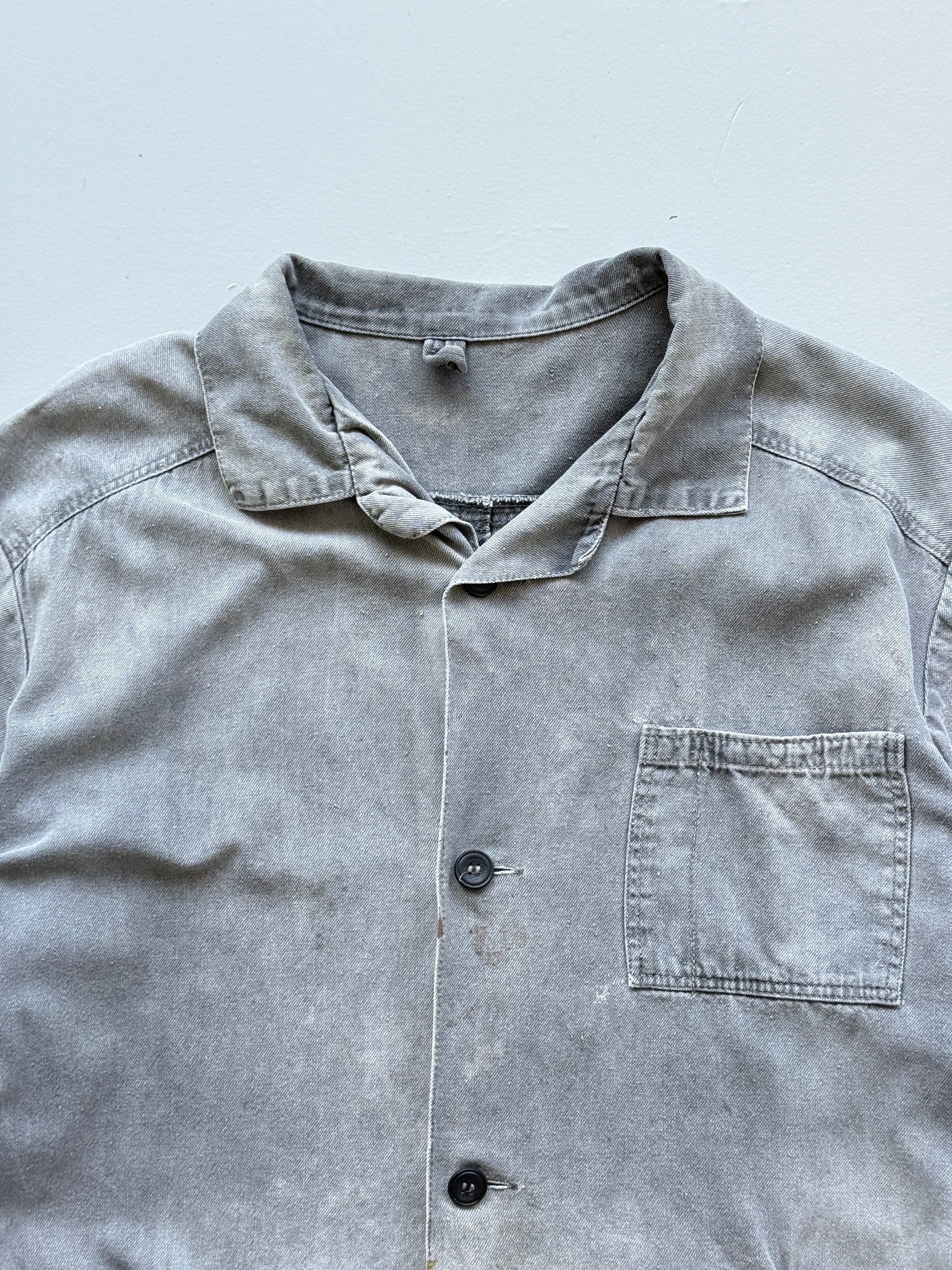 Faded Grey French Chore Jacket 80's Vintage Workwear CH321 - Boxy Medium
