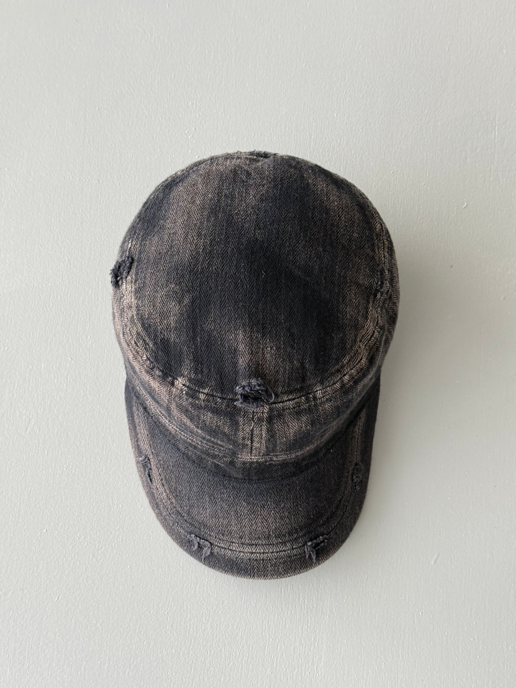 Grey Distressed Y2K Cadet Cap Military Style 00's Grunge Aesthetic