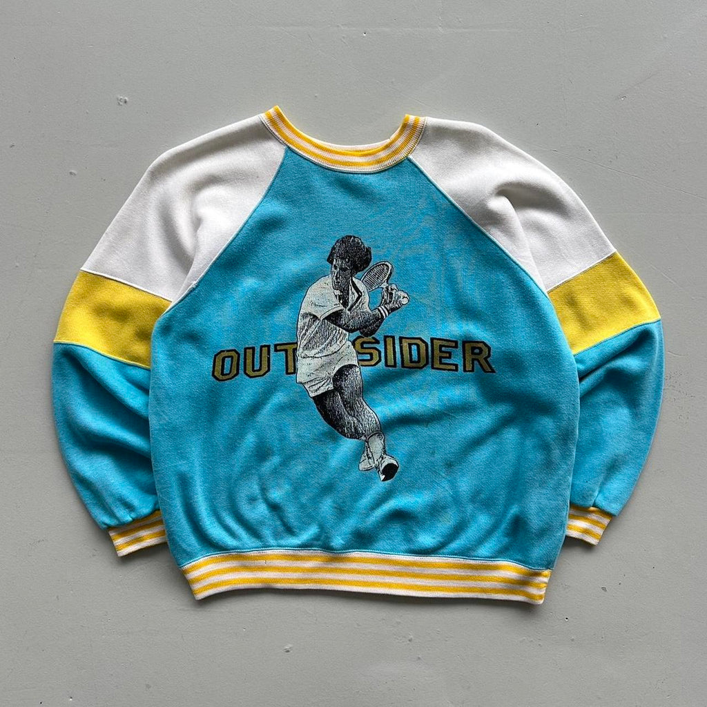 Blue Yellow Tennis 80’s Vintage Graphic Sweatshirt - Women’s 8/10