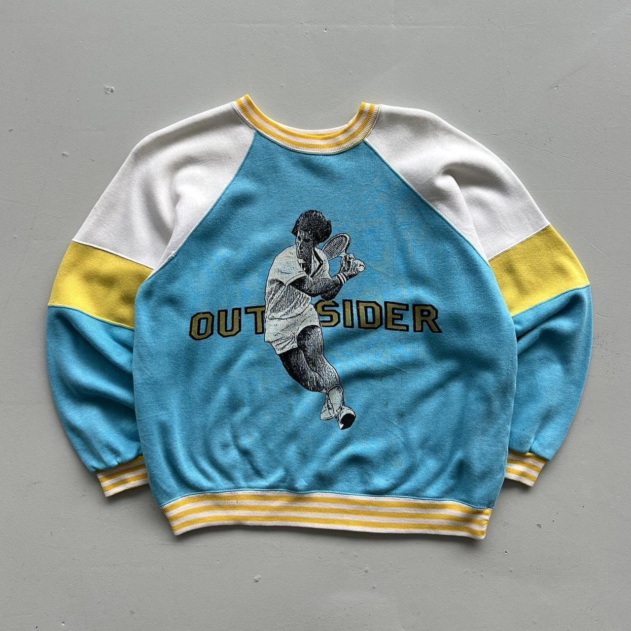 Blue Yellow Tennis 80’s Vintage Graphic Sweatshirt - Women’s 8/10