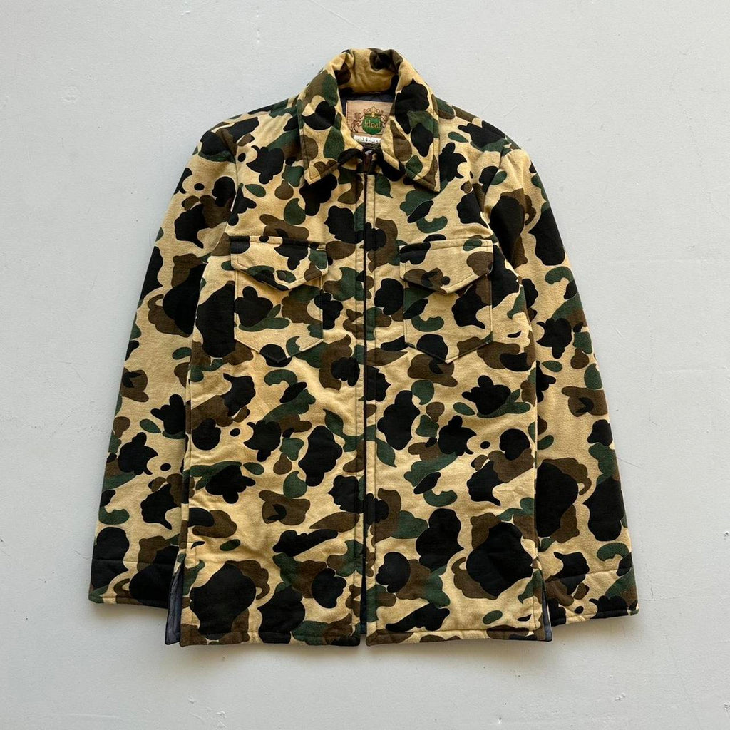 Felt Padded Camo Military 1970s/80s Overshirt - Small