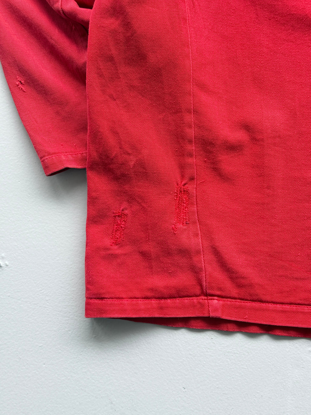 Red Thrashed French Chore Jacket 80's Vintage Workwear CH218 - Medium