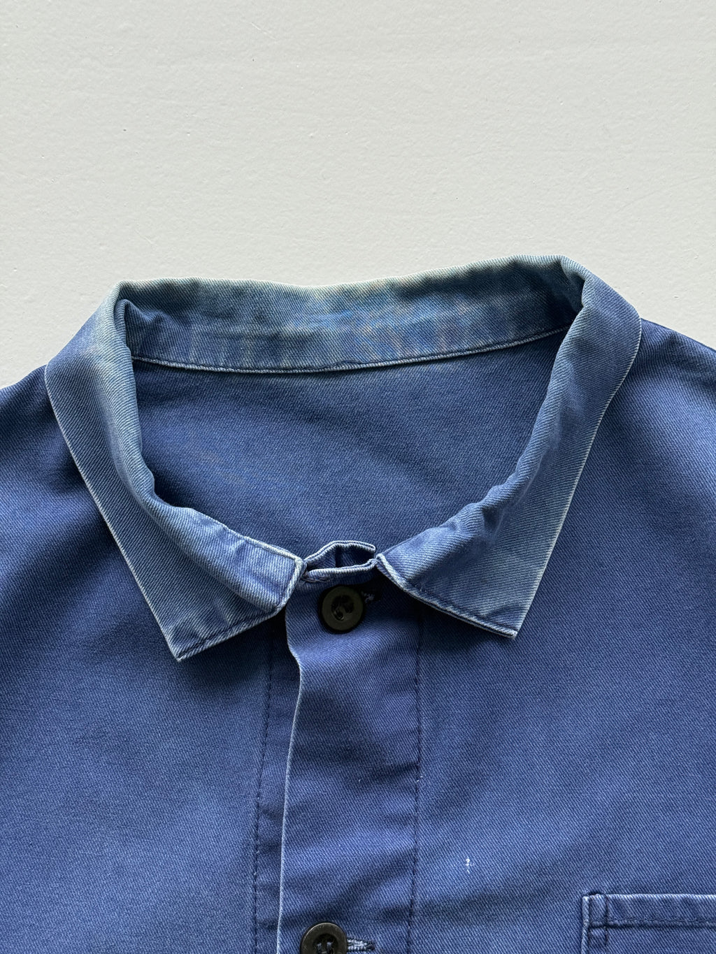 Faded Thrashed Blue French Chore Jacket 80's Vintage Workwear CH189 - Large