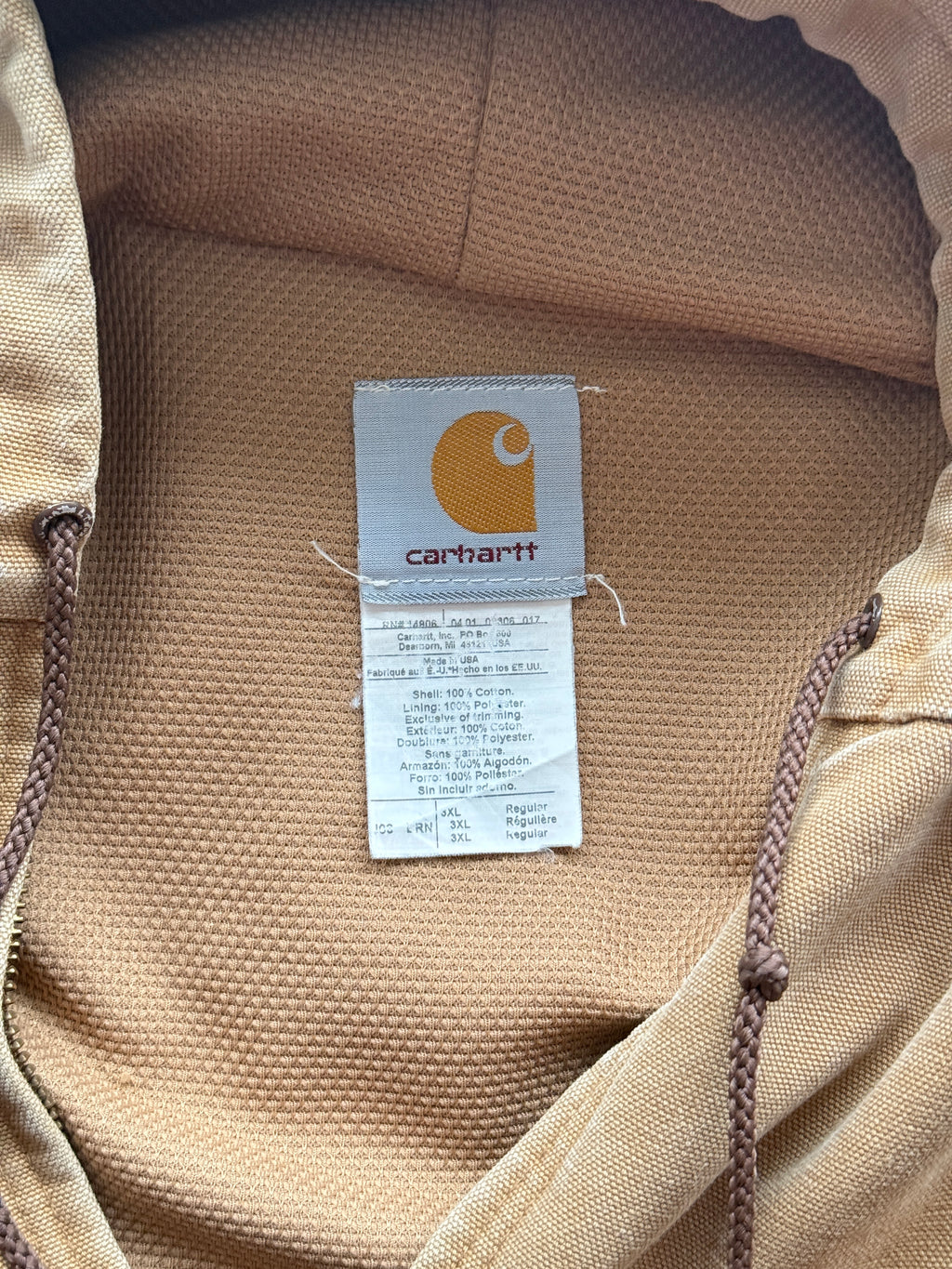 Tan Carhartt 90's Vintage Canvas Active Jacket - 3XL