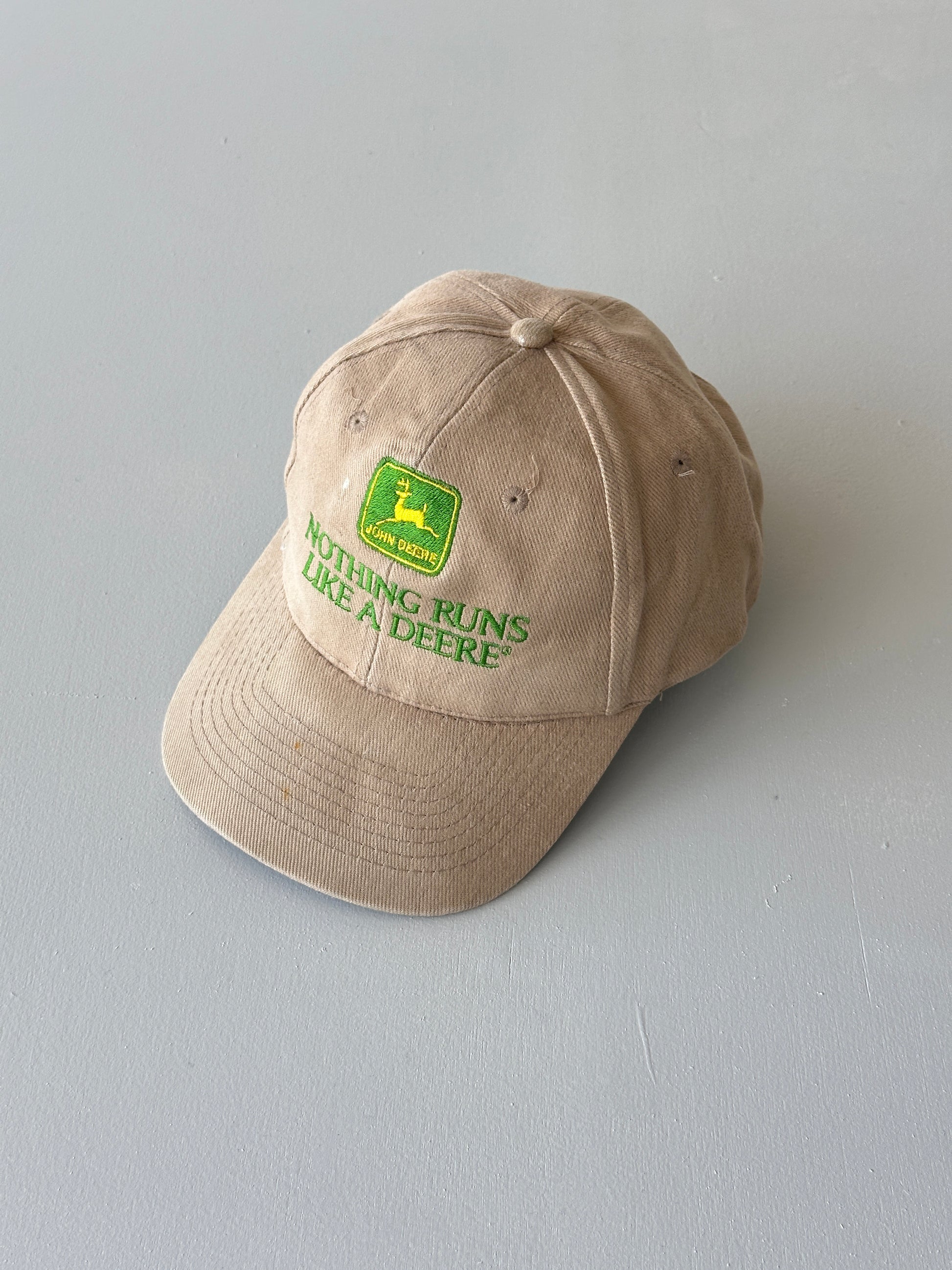 Stone John Deere Nothing Runs Like A Deere 90's Vintage SnapBack Trucker Cap