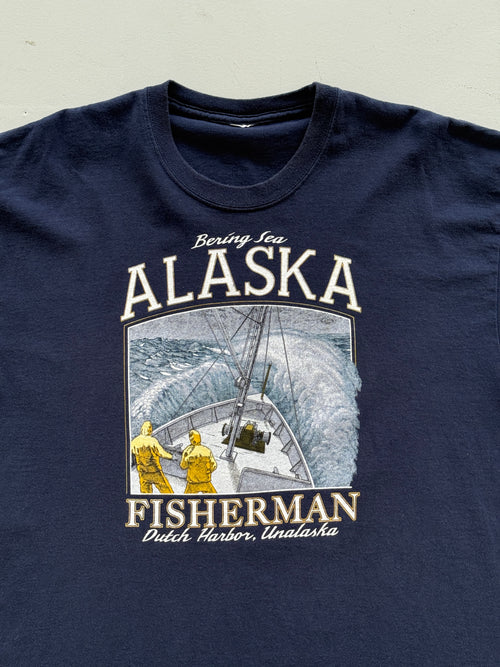 Navy Blue Alaska 00's Vintage Graphic Tourist T-Shirt - XL