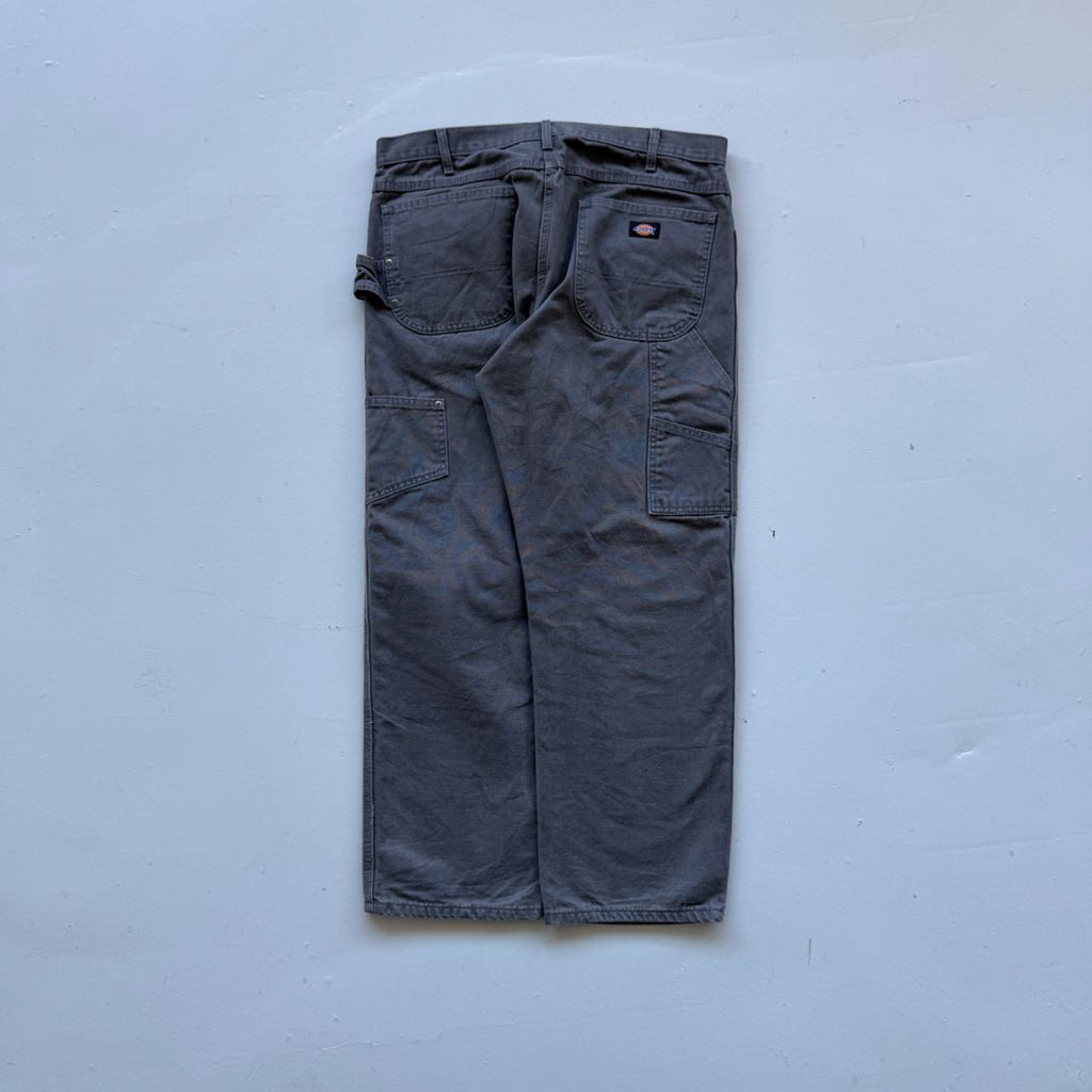 Grey Dickies Wide Leg 90's Vintage Carpenter Trousers - 36” x 29”