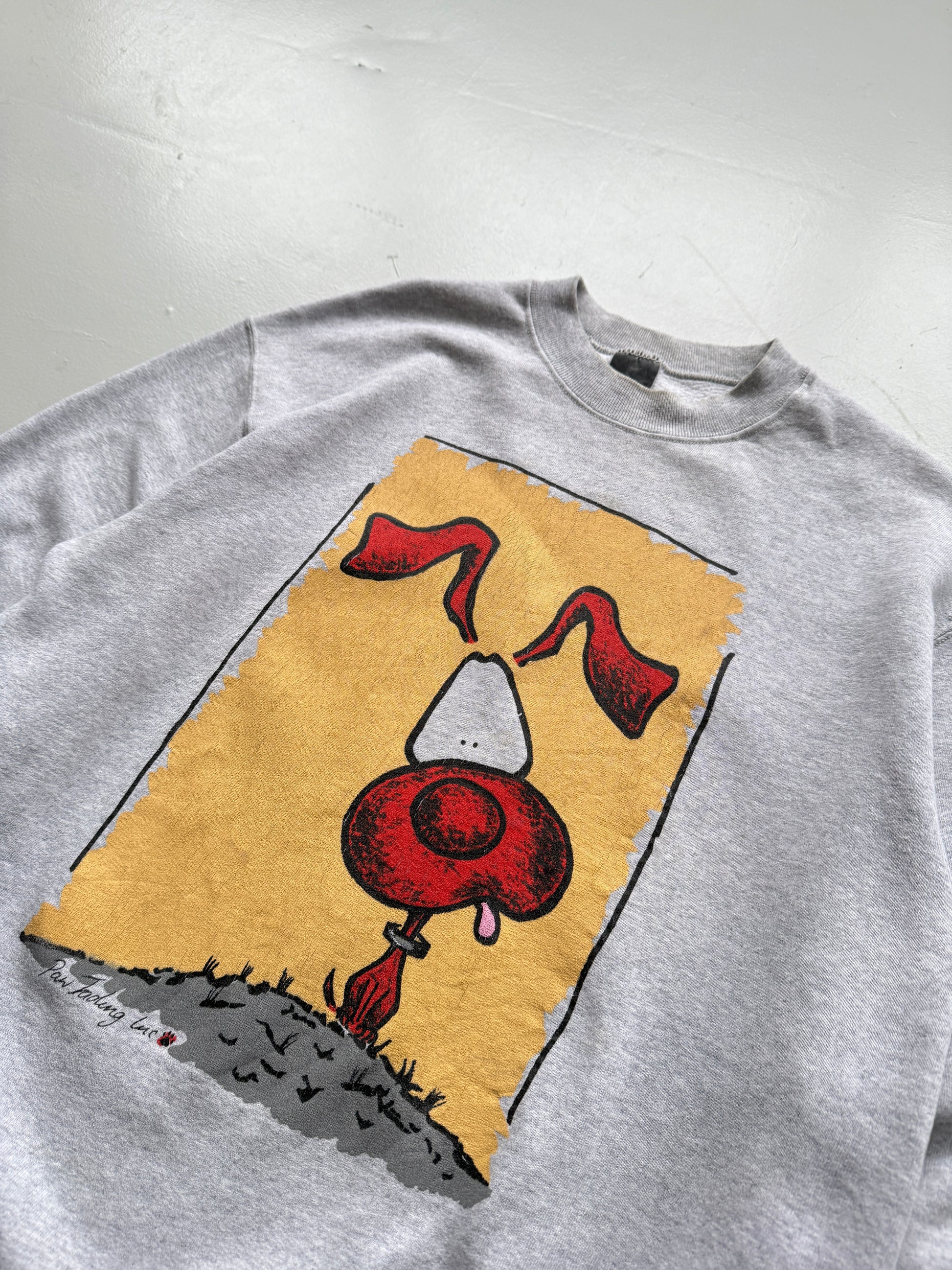 Grey Cartoon Dog 90's Vintage Graphic Sweatshirt Jumper - Large