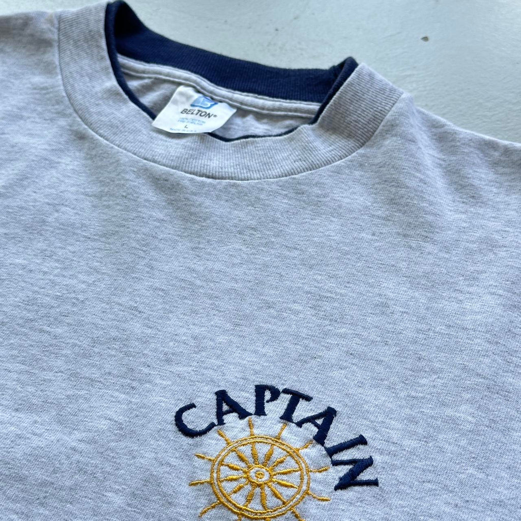 Grey Captain Vintage 90's T-shirt - XL