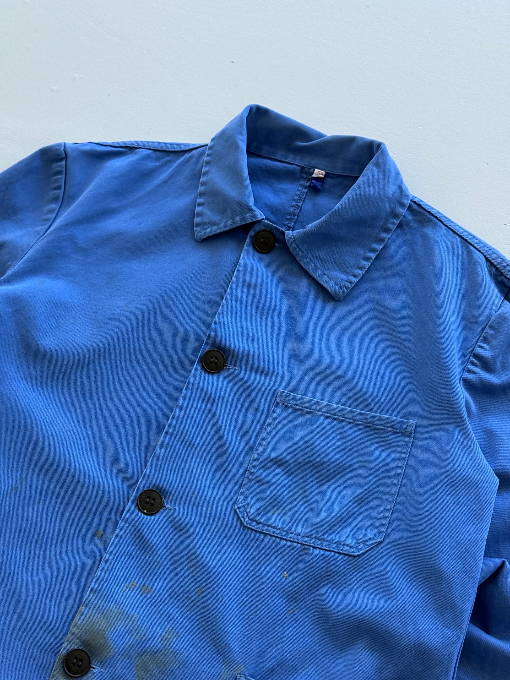 Blue Chore Jacket 90's Vintage French Workwear CH123 - Medium