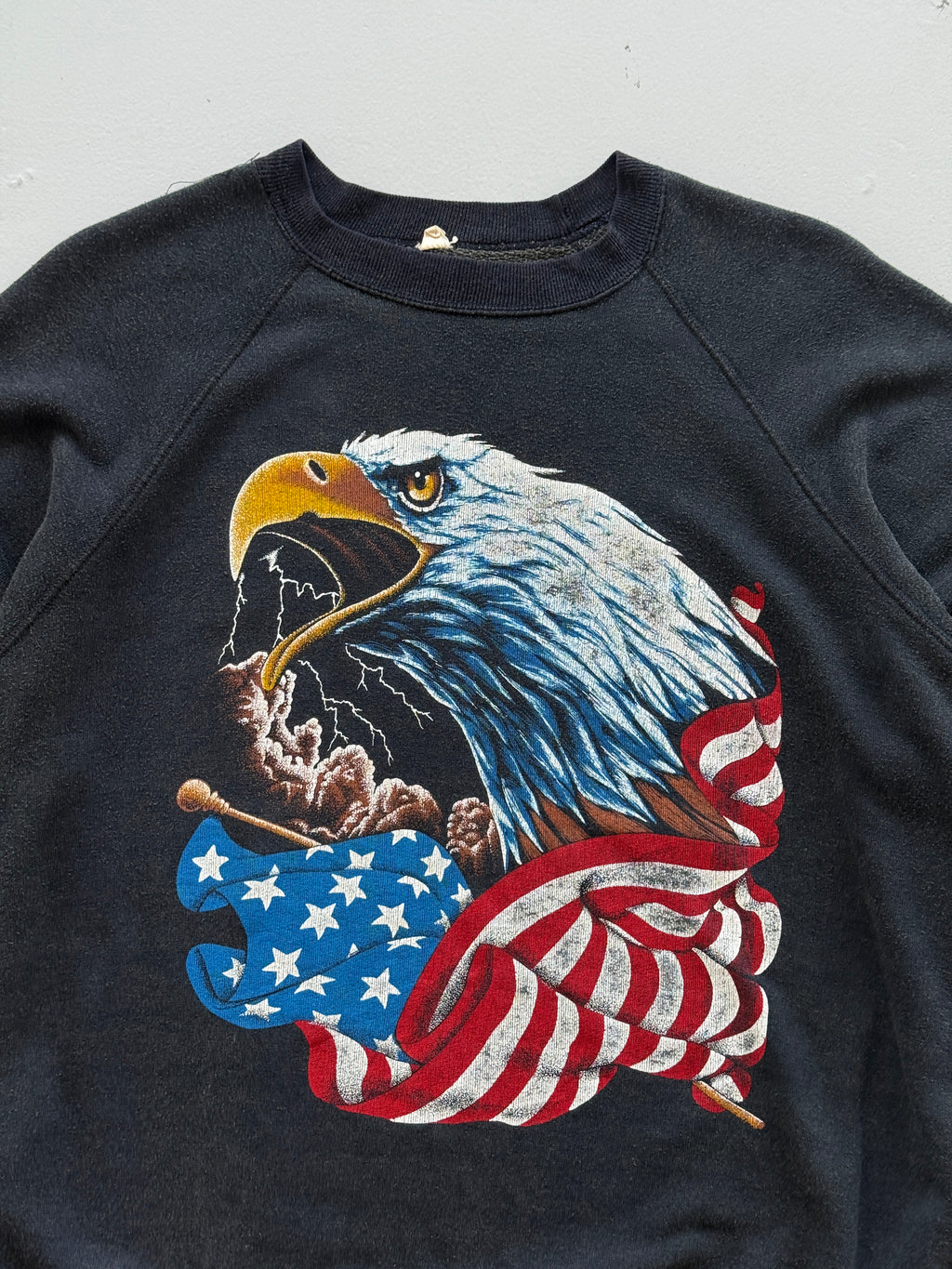 American Eagle Bald Eagle USA Flag 90's Vintage Graphic Sweatshirt - Medium