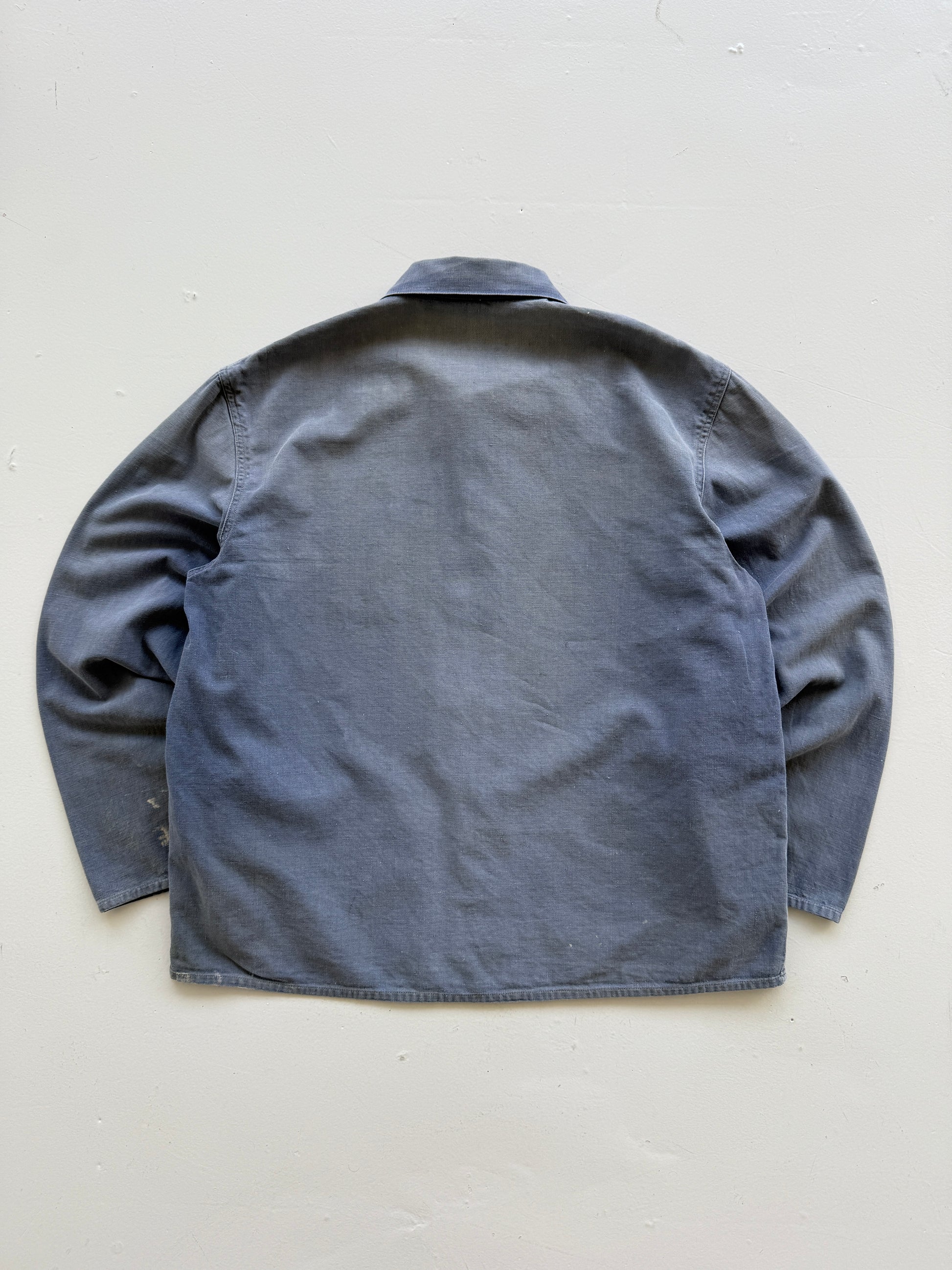 Thrashed Blue French Vintage Workwear Chore Jacket CH359 - Small