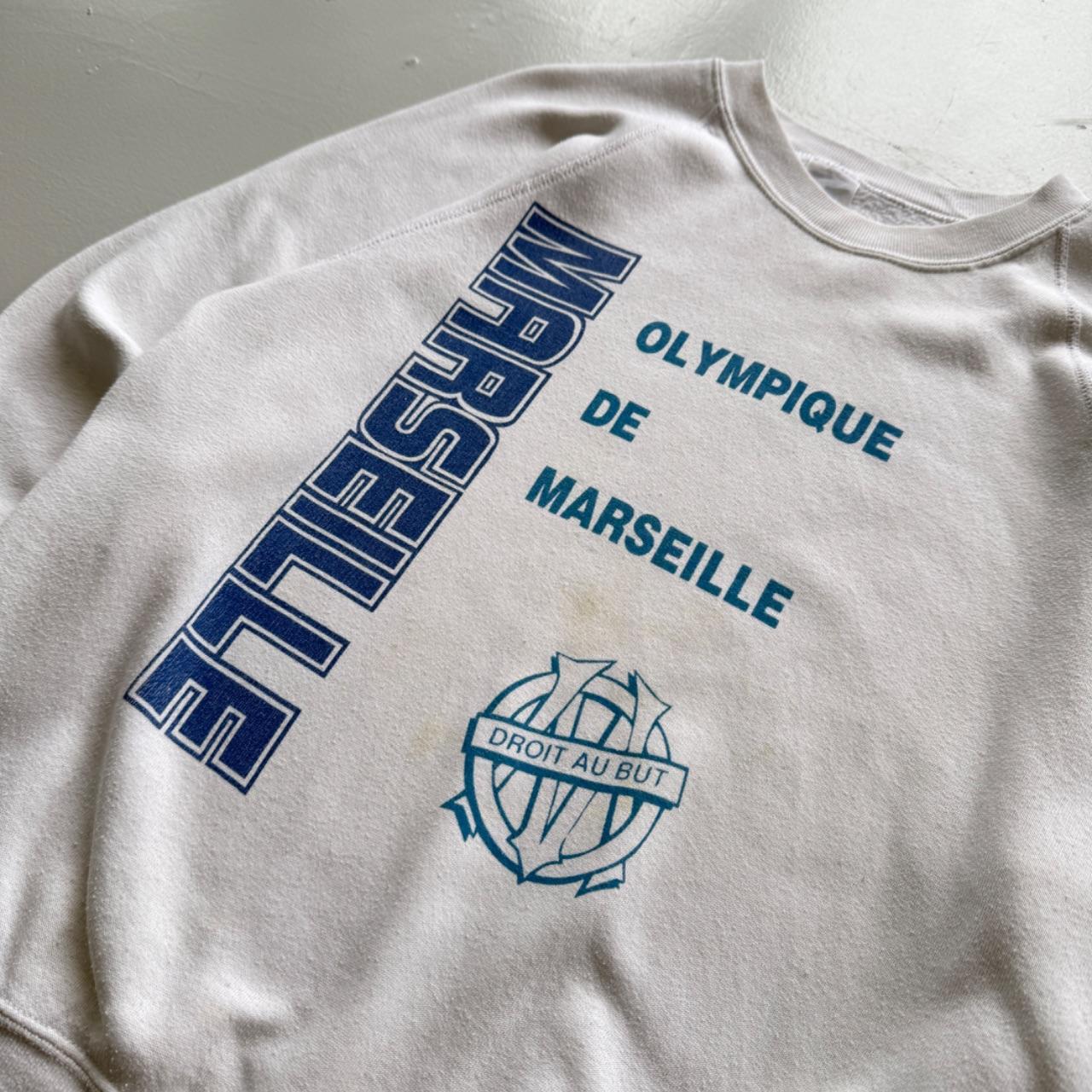 White Marsielle Football 90s Vintage Graphic Sweatershirt - Small