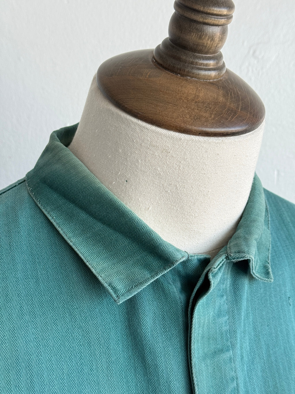 Thrashed Green French 1960s Vintage Workwear Chore Jacket CH504 - Small