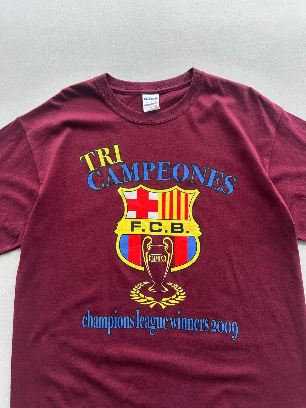 FC Barcelona Tri Campeones Champions League 2009 Vintage T-Shirt - Large