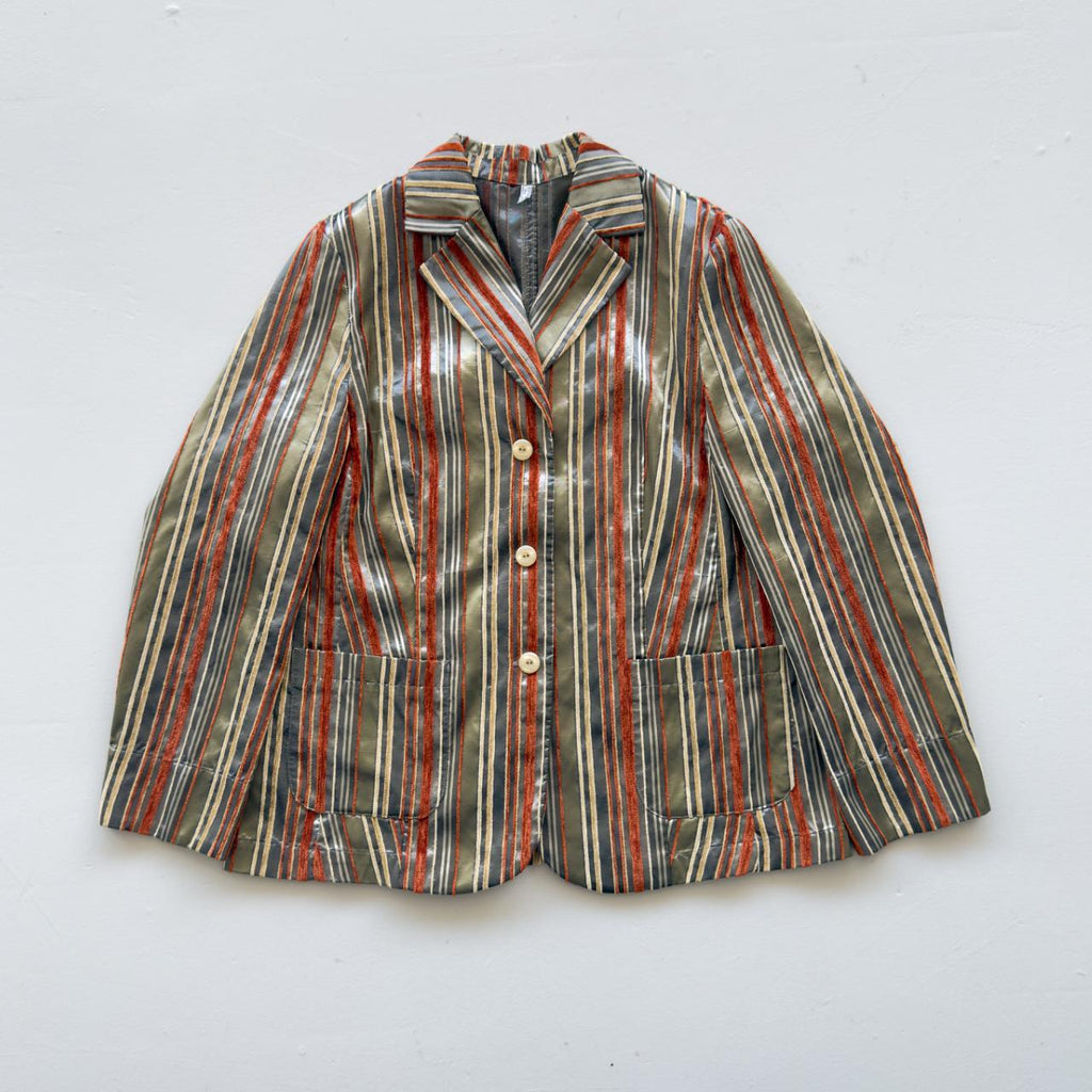 Orange Gold & Brown Vintage 90's Striped Blazer - Womens Large