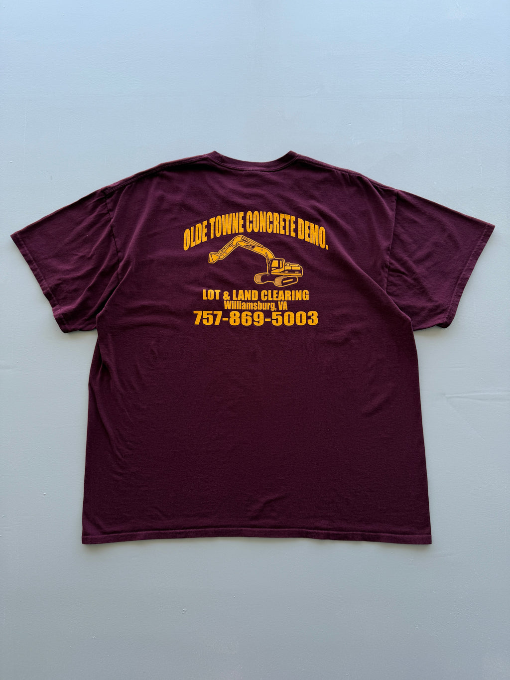 Maroon Olde Towne Concrete Demo Vintage Workwear Graphic Pocket T-Shirt - XXL