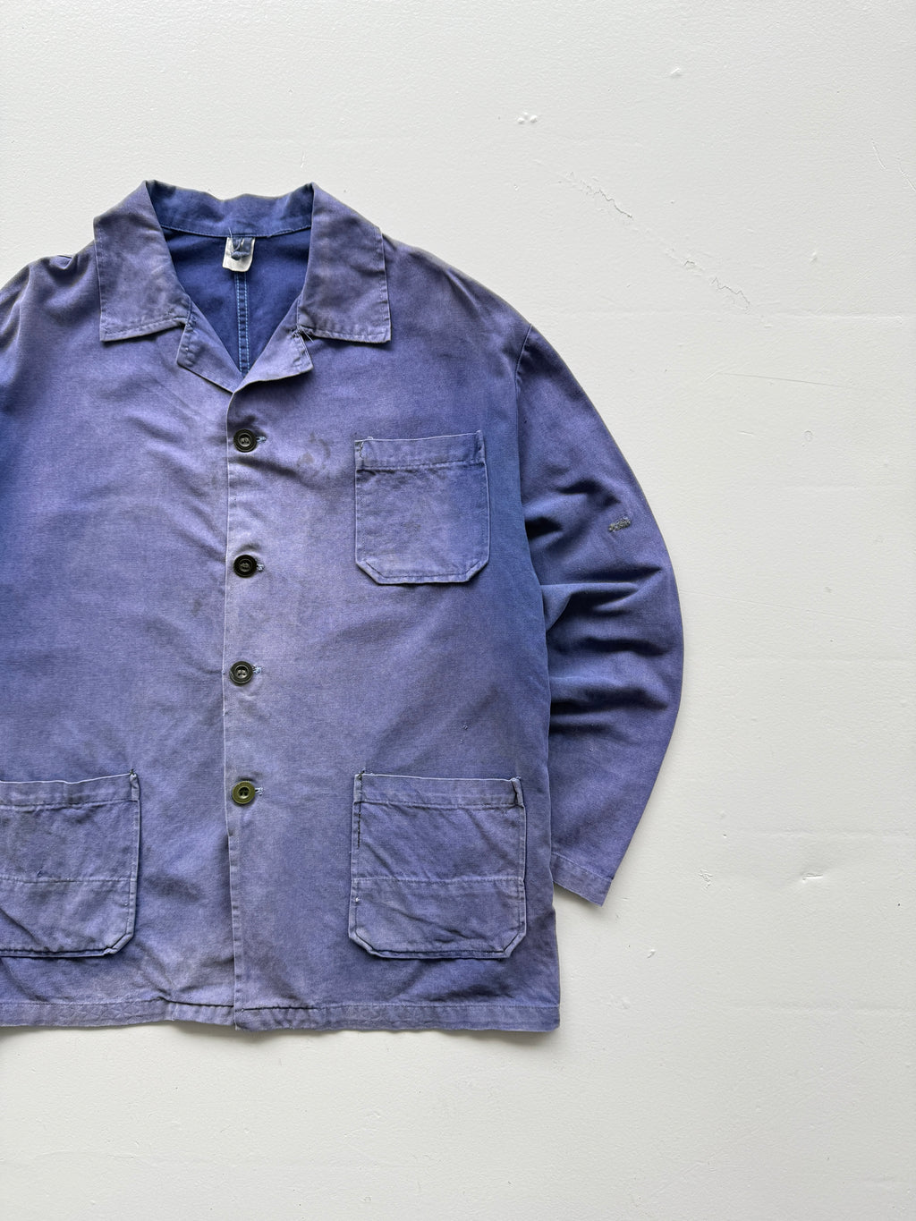 Thrashed Faded Blue French Chore Jacket 70's Vintage Workwear CH188 - Large