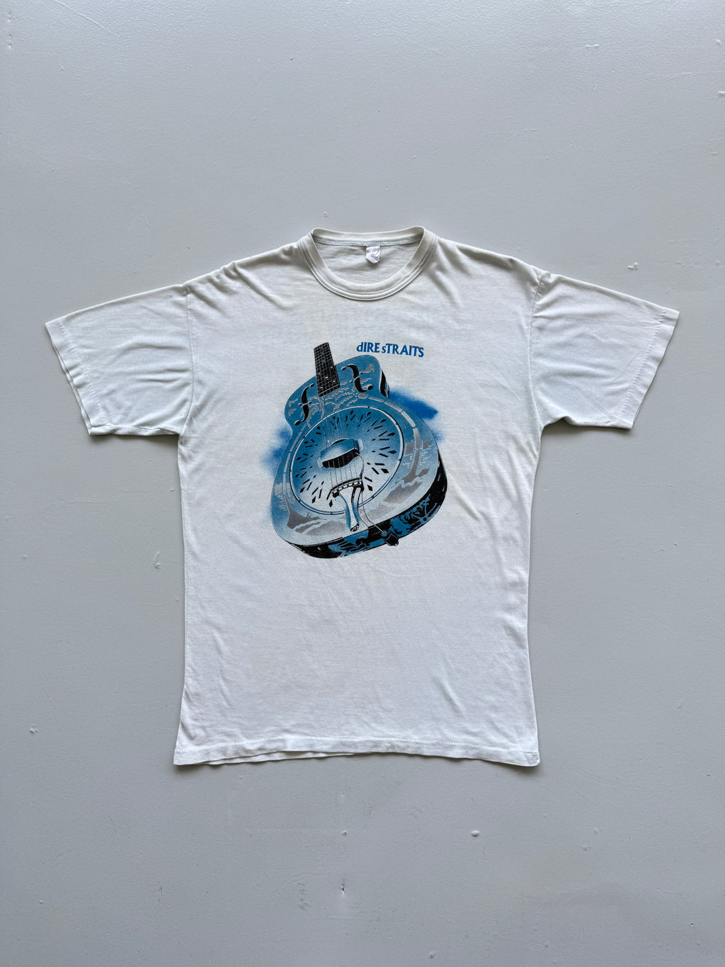 White Dire Straits 80's Vintage Single Stitch Graphic Band Tour T-Shirt - Medium