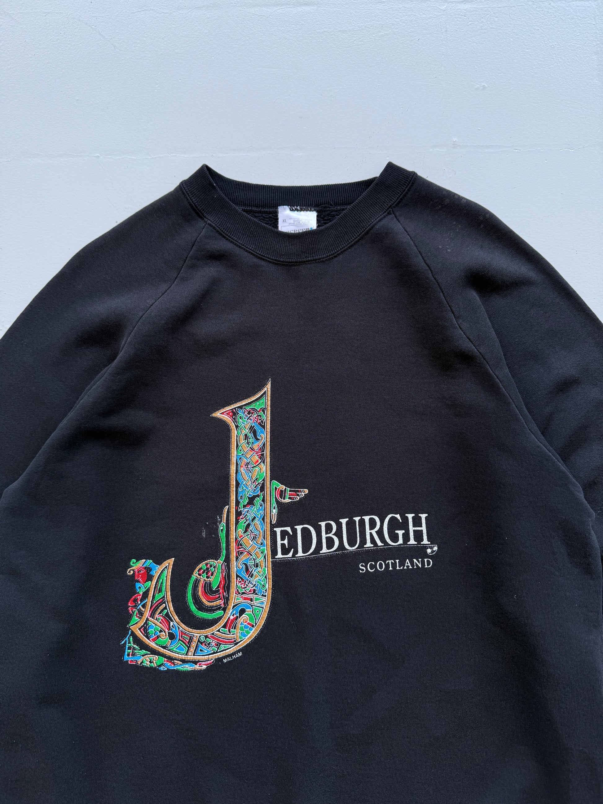 Black Scotland 00's Vintage Graphic Tourist Sweatshirt Jumper - Large
