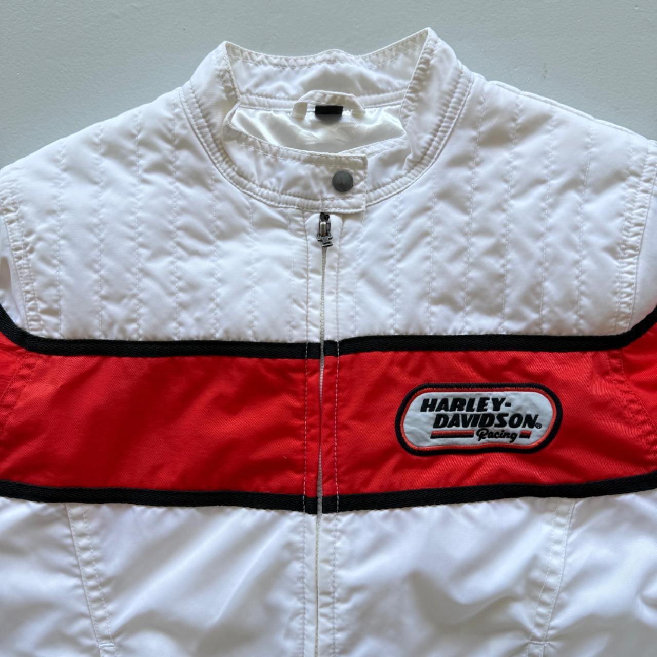 White and Red Harley Davidson 00's Y2K Track Jacket - Womens Medium