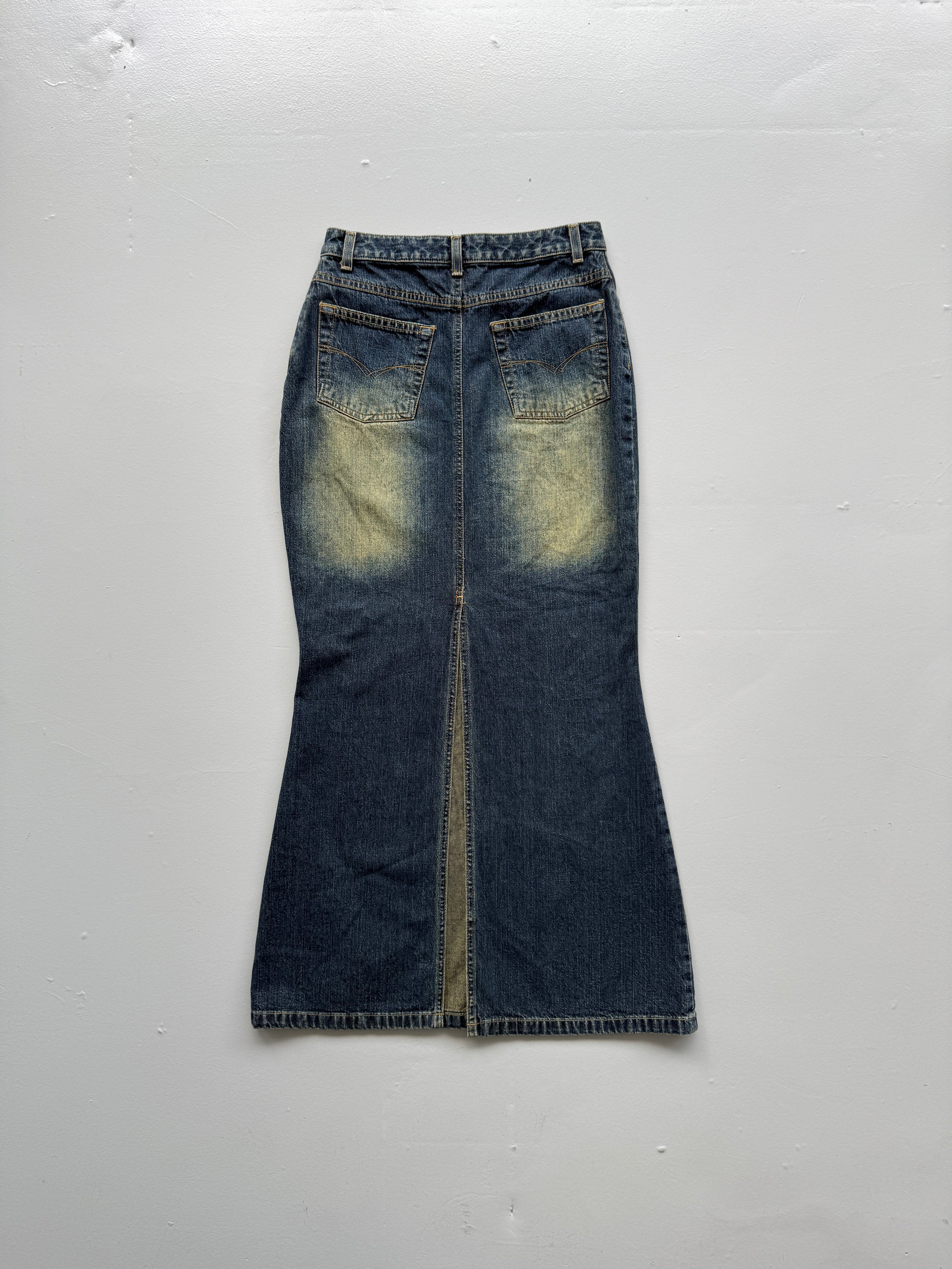 Mid Blue Jeanology 00's Vintage Y2K Faded Maxi Skirt - Size 4