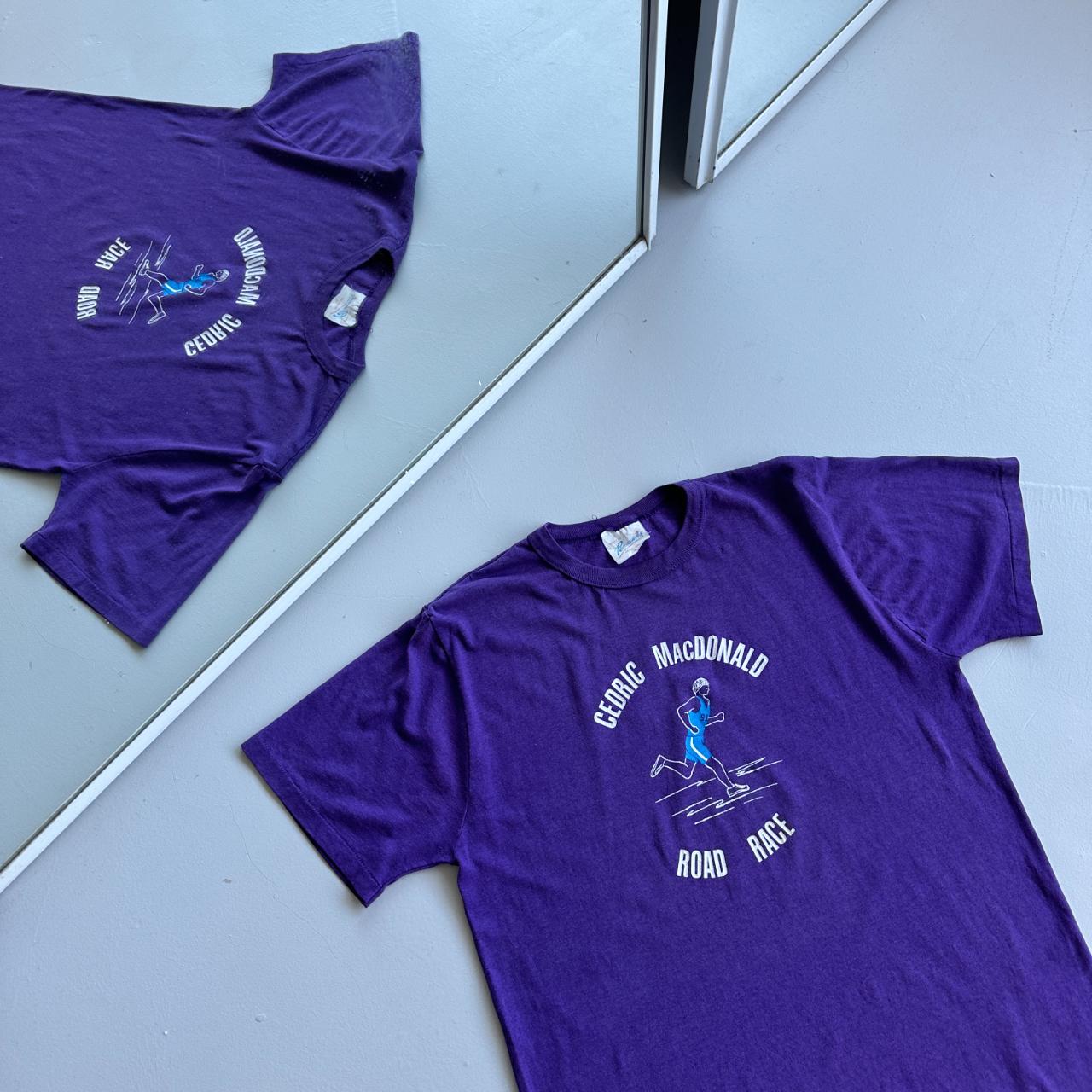 Purple Cedric Macdonald Running 90s Vintage T-shirt - Medium