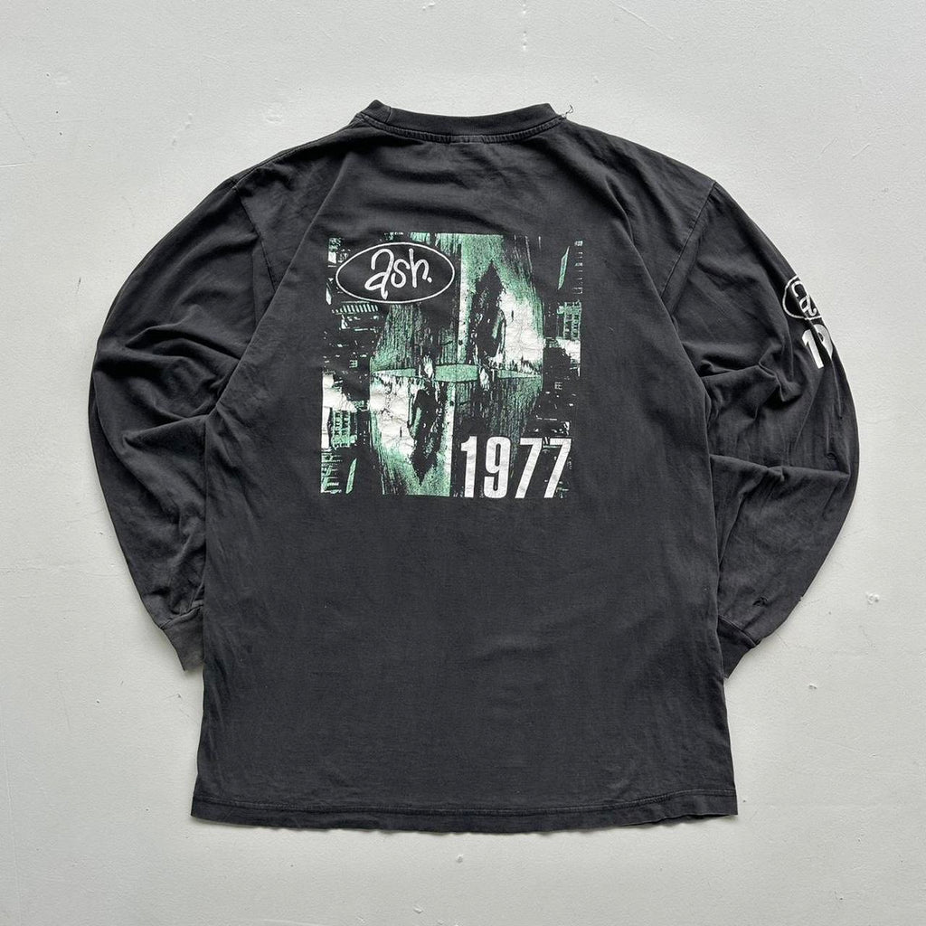 ASH Faded Black 1977 Long Sleeve Brit Pop 90s Vintage T-shirt - Large