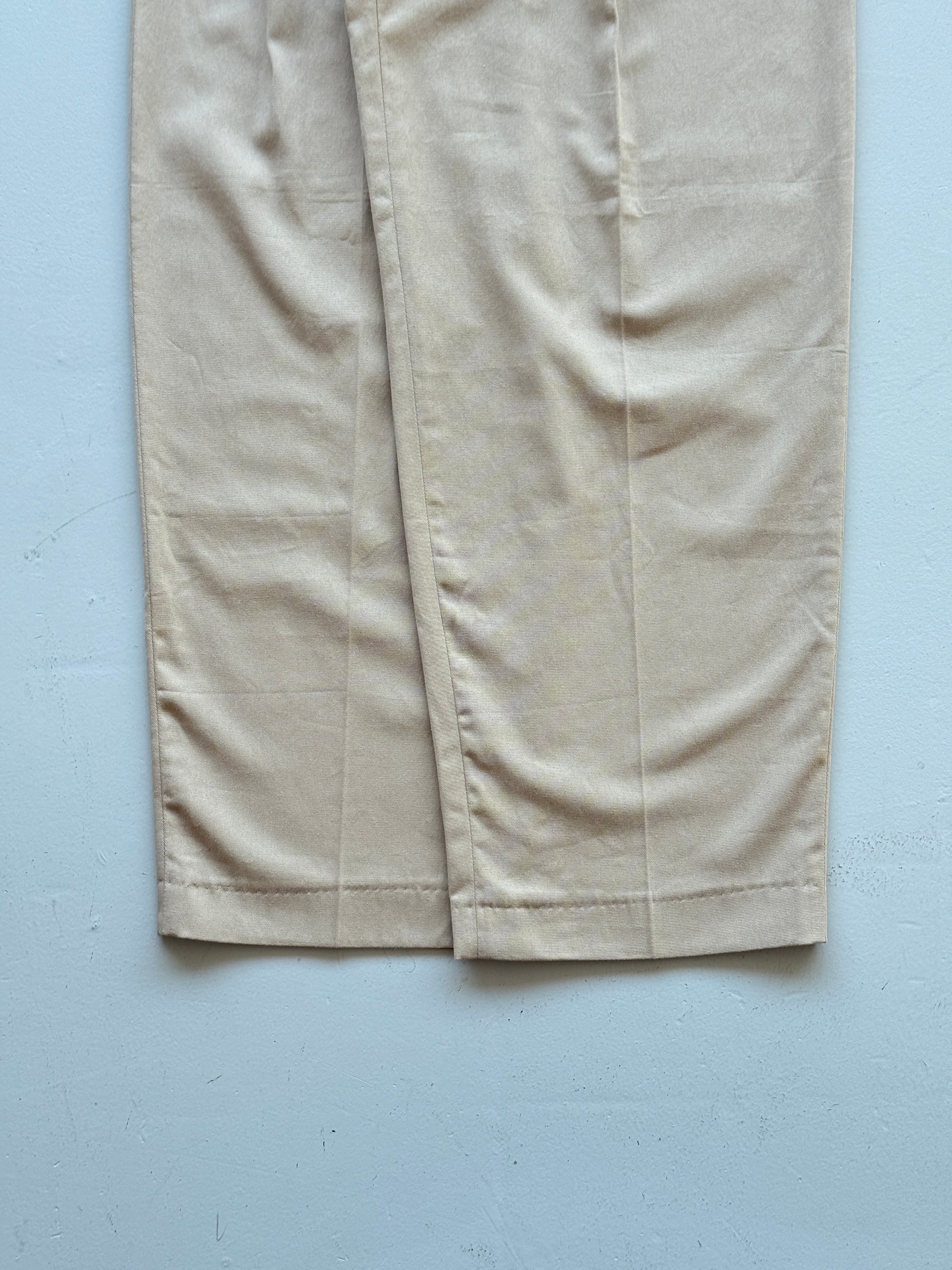 Cream Olive Menswear Wide Led Pleated Suit Trousers - W32 x L29
