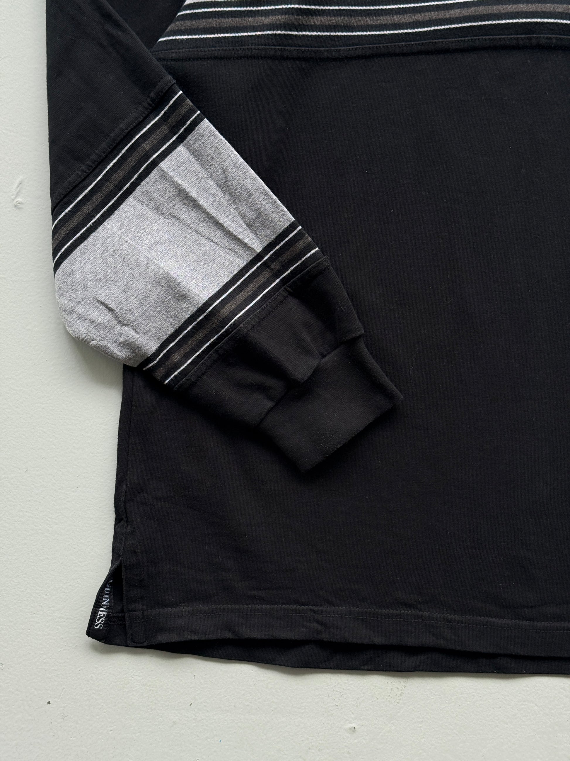 Black Guinness 00'a Vintage Long Sleeve Rugby Polo Jersey - Large