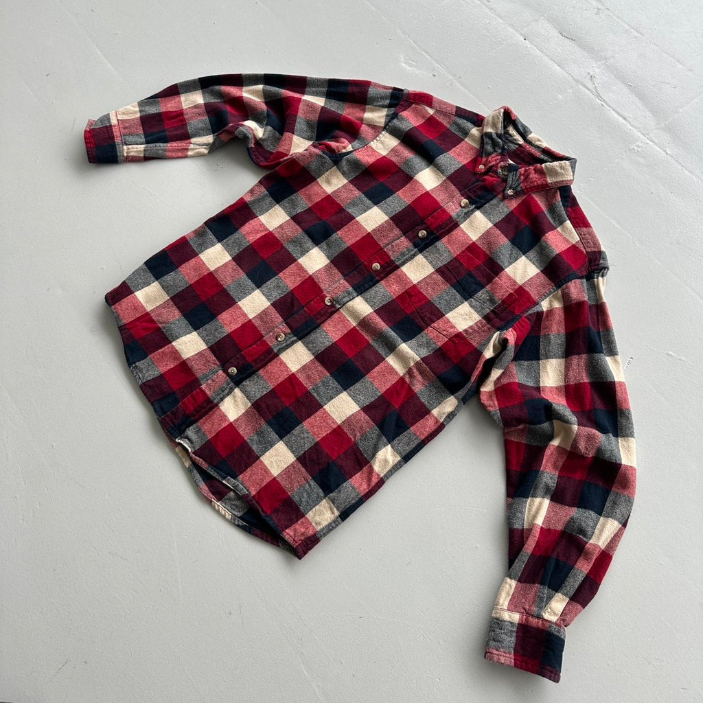 Red Navy Buffalo Checkered Red Head Co 90s Vintage Long sleeve - Medium