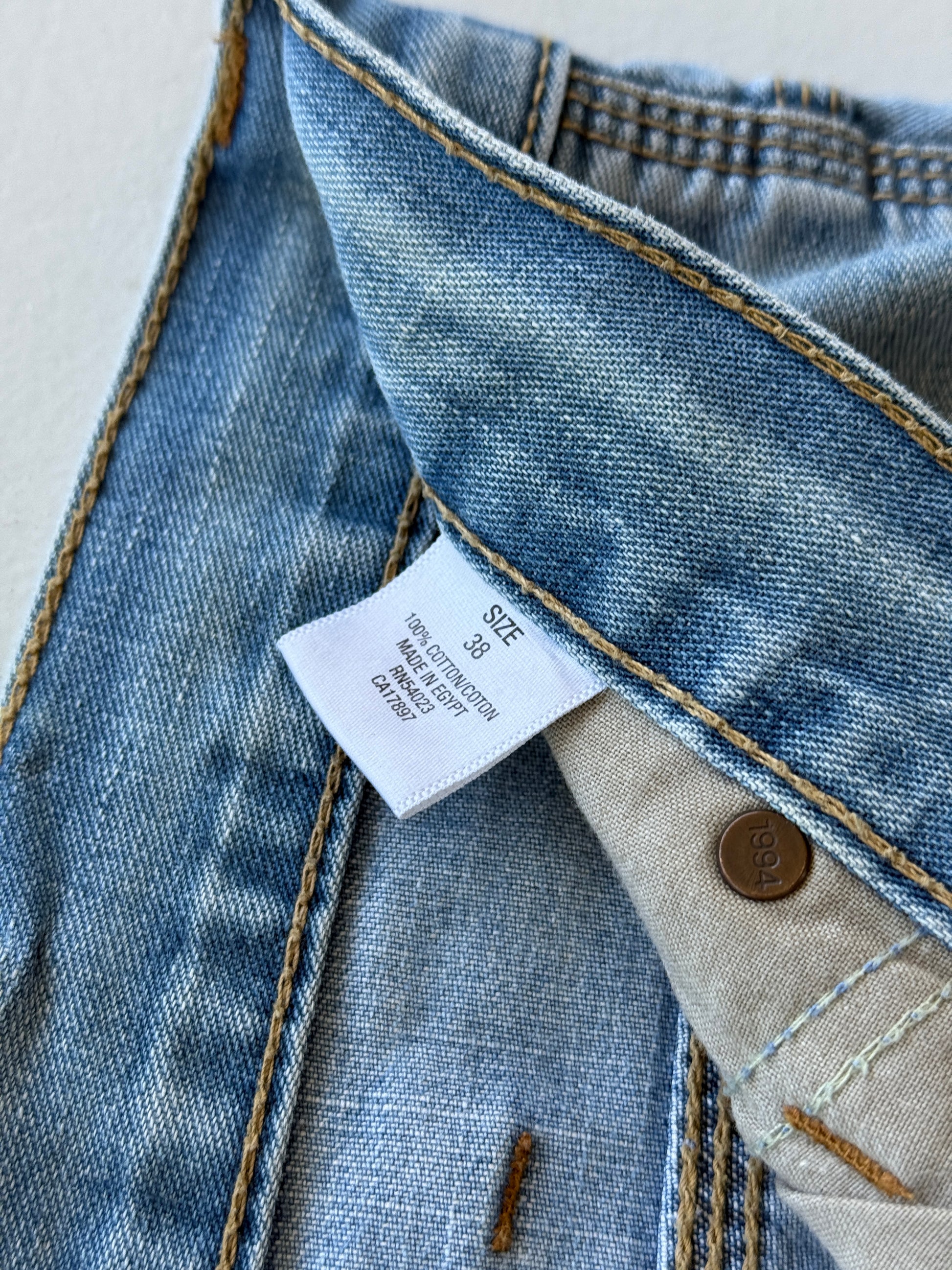 Light Blue Old Navy 00's Vintage Y2K Baggy Carpenter Denim Shorts - W40 x L11