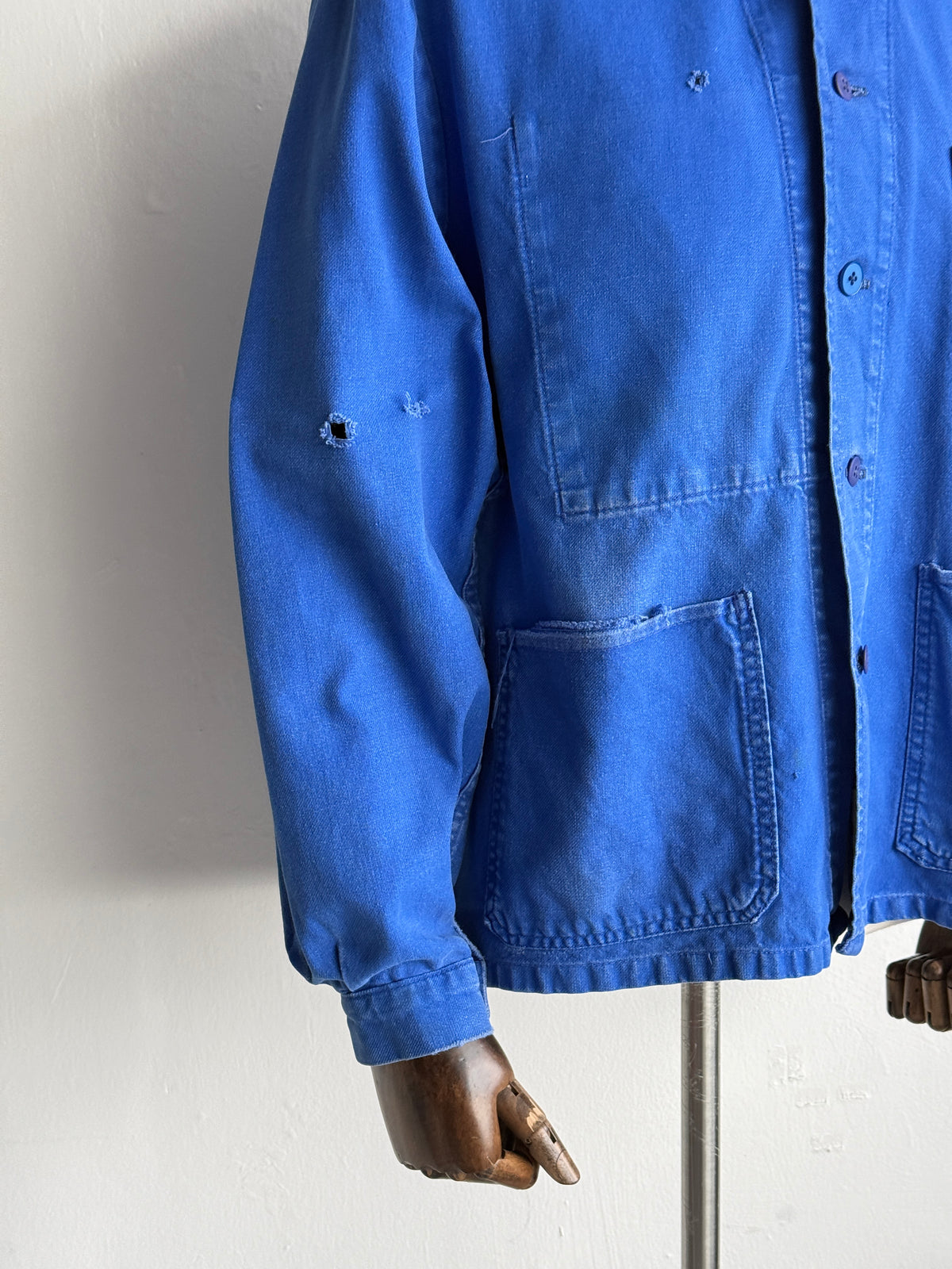 Thrashed Blue Beugnet 60's Vintage Workwear Chore Jacket CH556 - Medium
