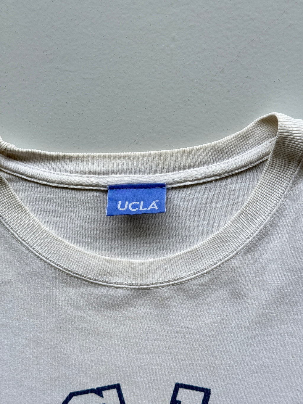 White UCLA 90's Vintage Graphic Collage Spellout T-Shirt - Medium