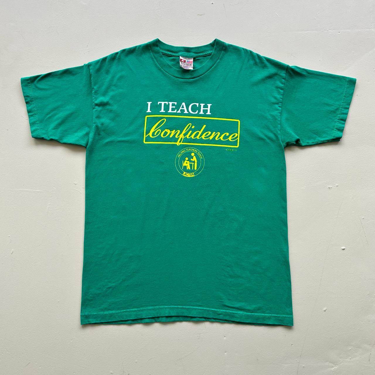Green 'I Teach Confidence' Slogan 90s Vintage T-shirt - XL
