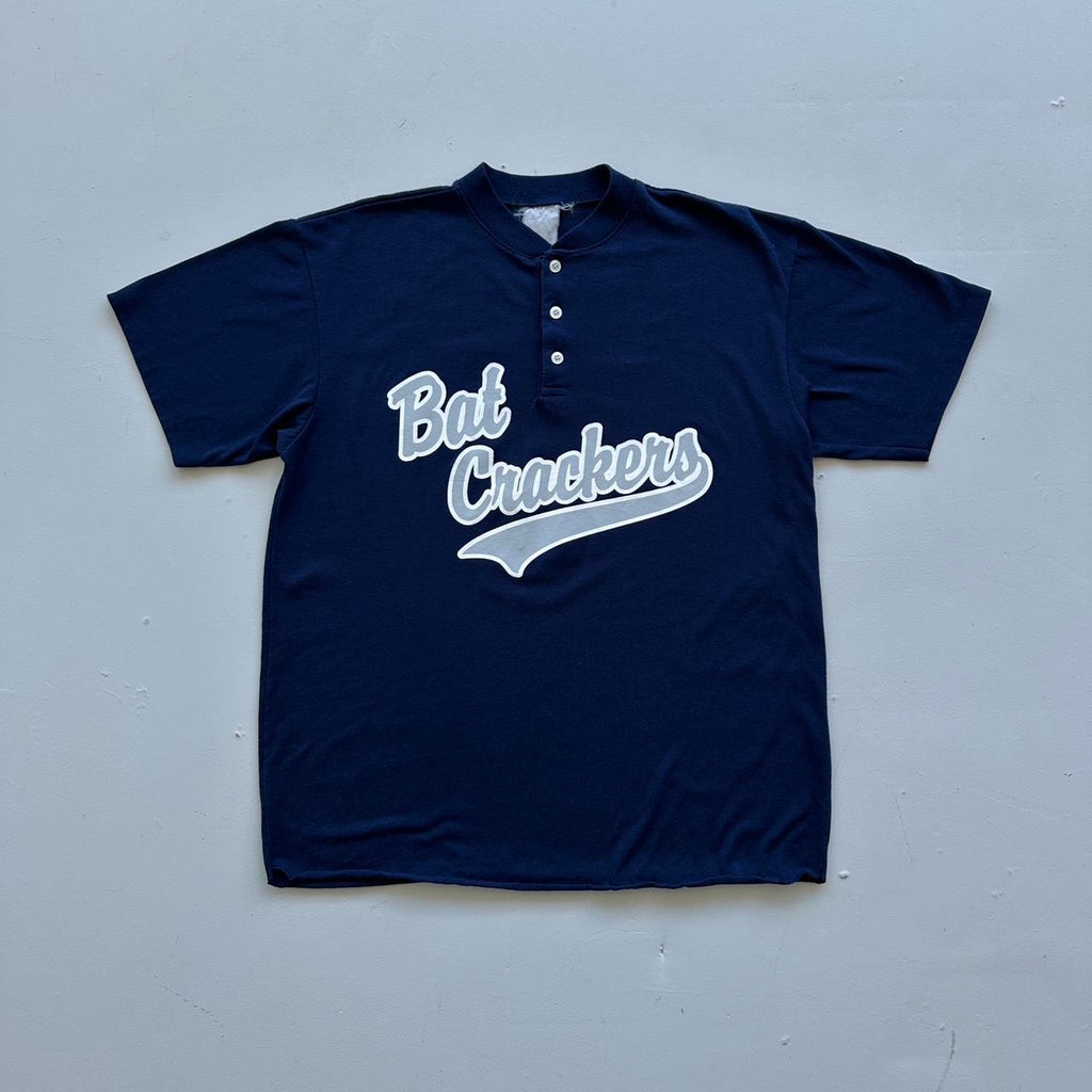 Navy Baseball Back Crackers 90s Vintage T-shirt - Large
