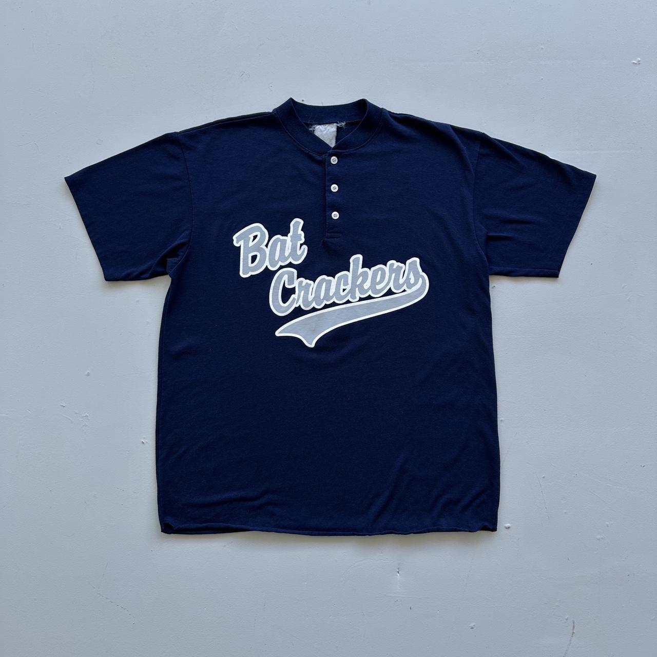 Navy Baseball Back Crackers 90s Vintage T-shirt - Large