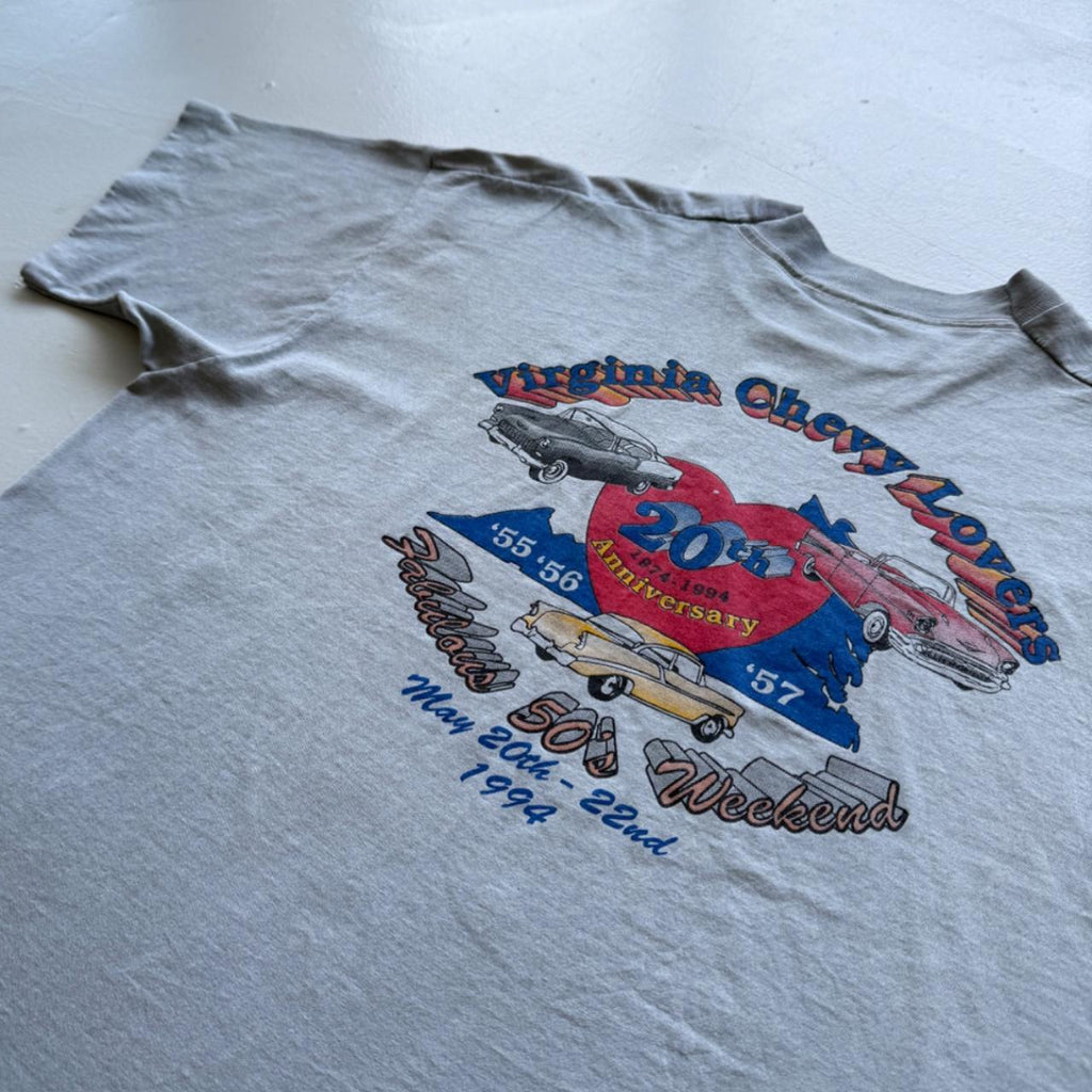 Blue Grey Overdyed Chevy Lovers 90's Graphic Vintage T-shirt - XL