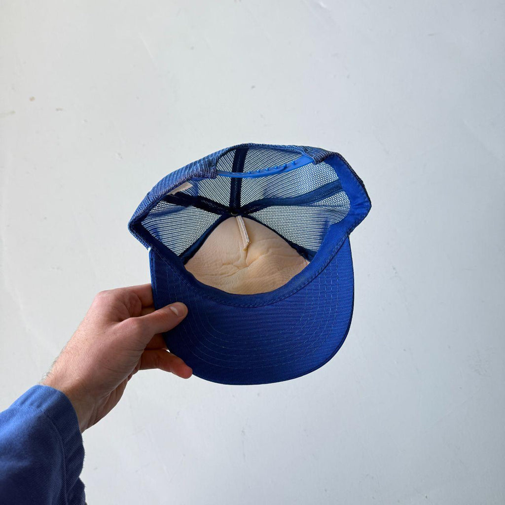 White / Blue Wall Street Warehouse Vintage Foam and Mesh SnapBack Trucker Cap