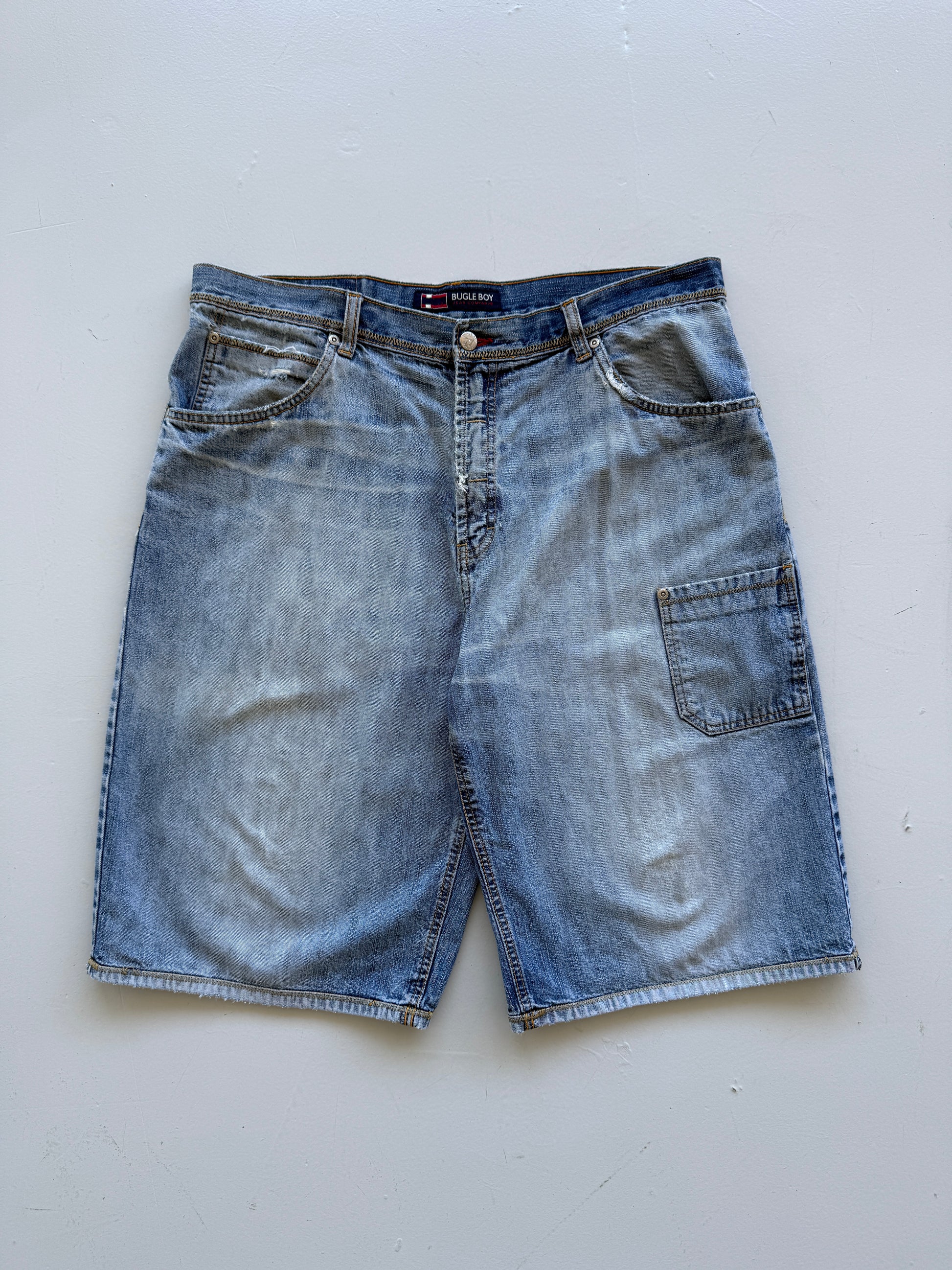 Light Blue Bugle Boy 90's Vintage Baggy Hip Hop Denim Shorts - W39 x L11.5