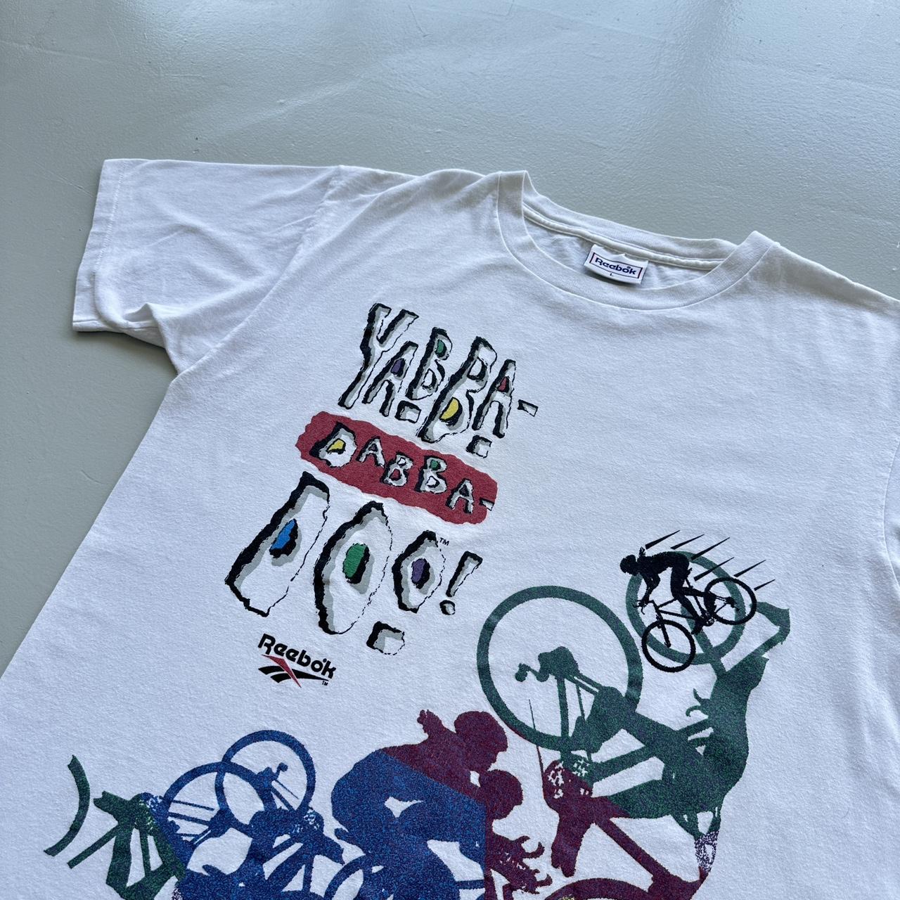 White Reebok The Flintstones Cycling Vintage 90s Rare T-shirt - XL