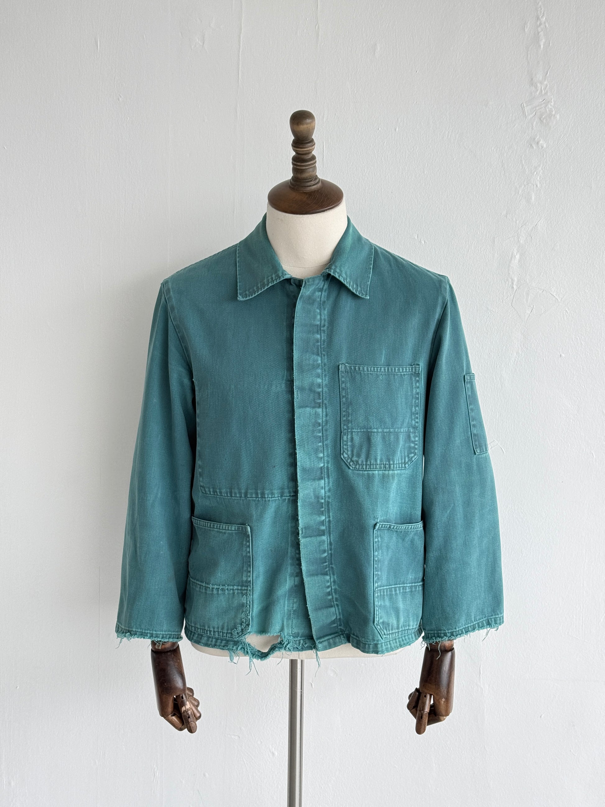 Teal French Vintage Workwear Chore Jacket 80's CH381 - Small