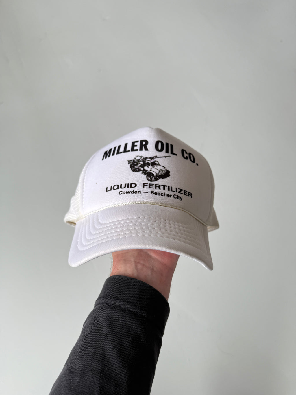 White Miller Oil Co Vintage Foam and Mesh SnapBack Trucker Cap
