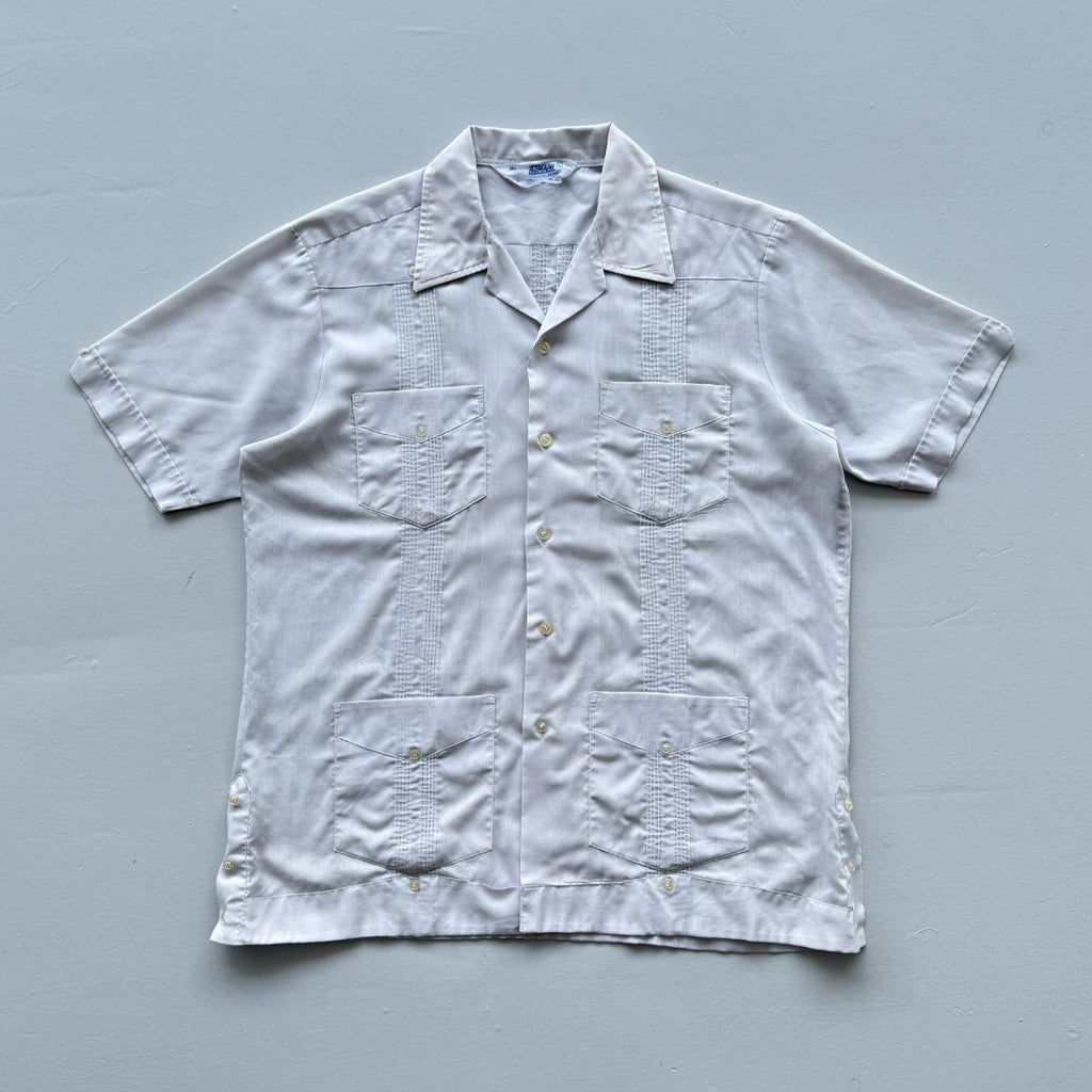 Grey Cuban Camp Collar Havanna Vintage 70's Shirt - Large
